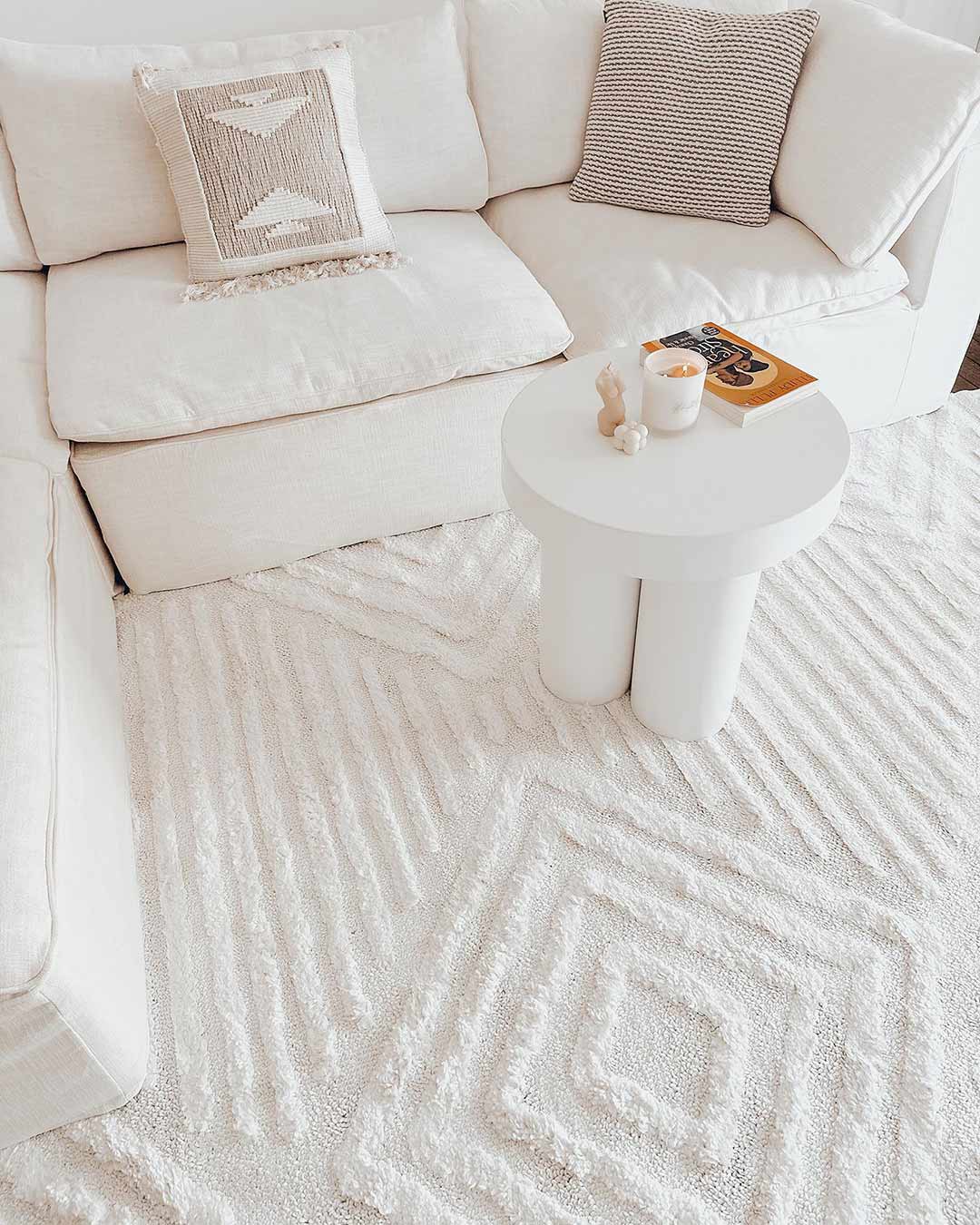 Catriona Ivory Cream Geometric Textured Rug - Image 9