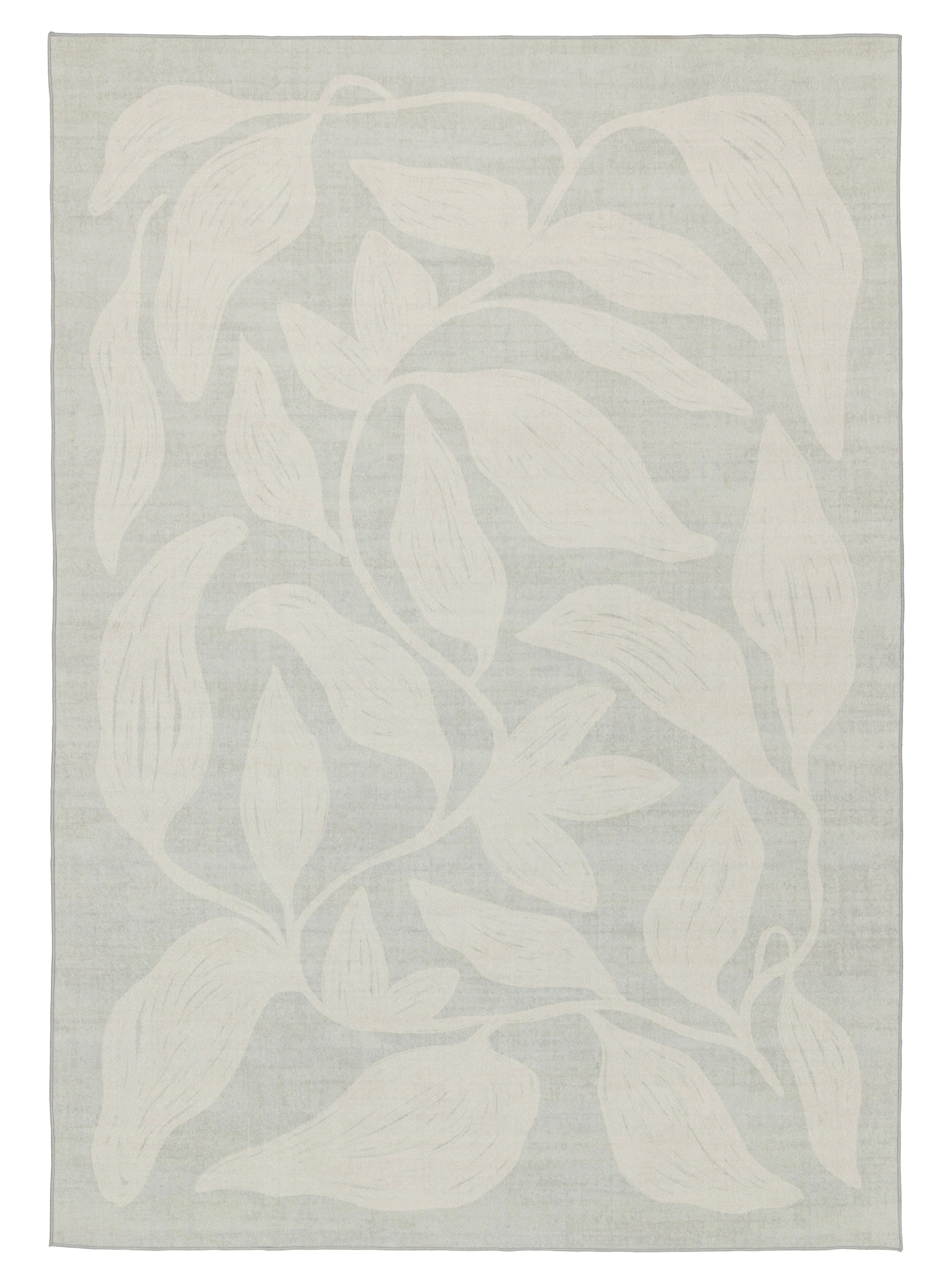 Cattleya Grey Botanical Washable Rug