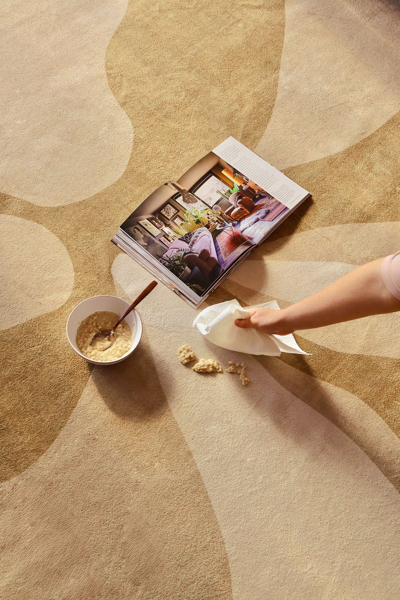 Cece Beige and Brown Botanical Washable Rug - Image 7