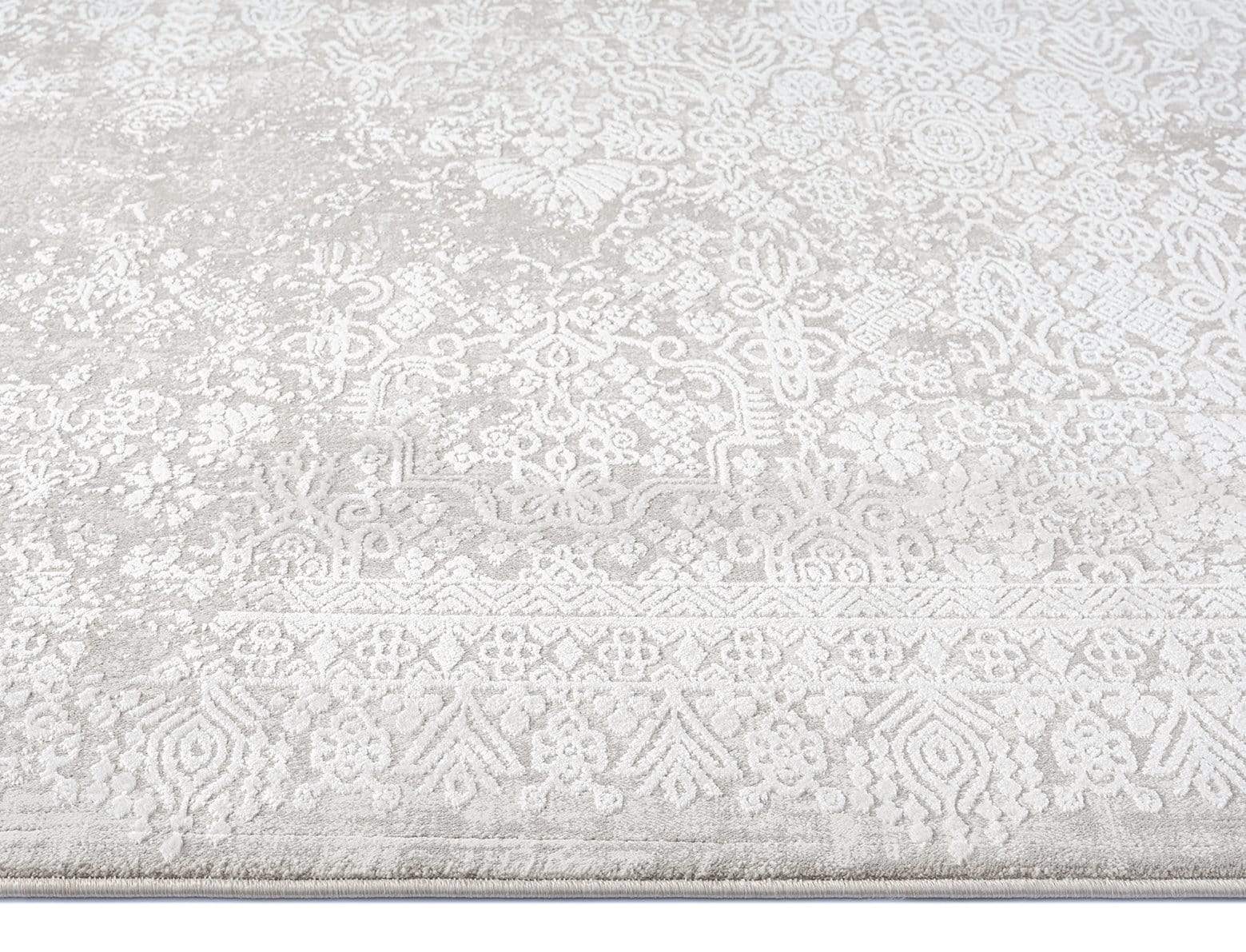Cecilia Grey and Ivory Distressed Floral Rug - Image 14