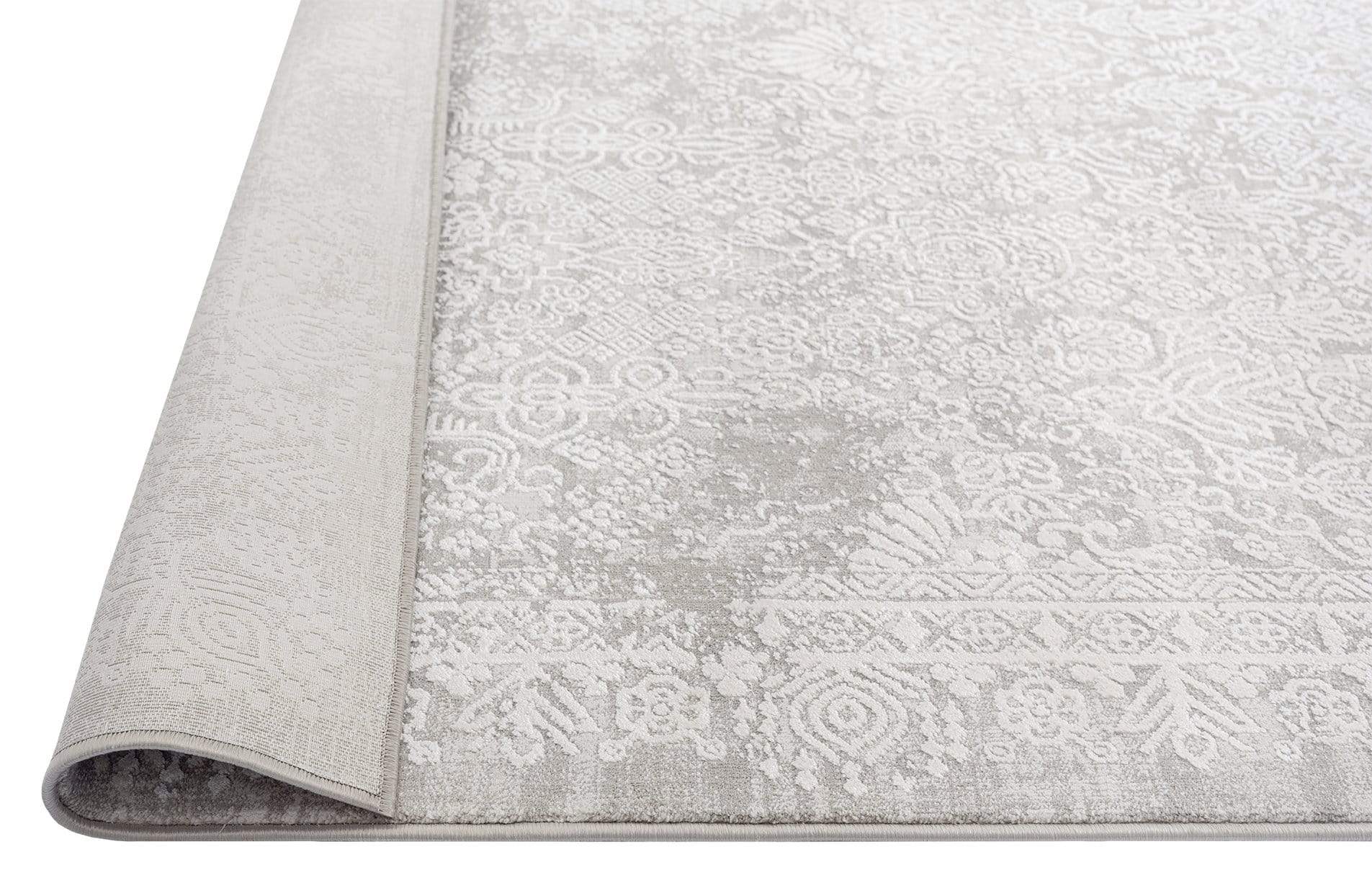 Cecilia Grey and Ivory Distressed Floral Rug - Image 15