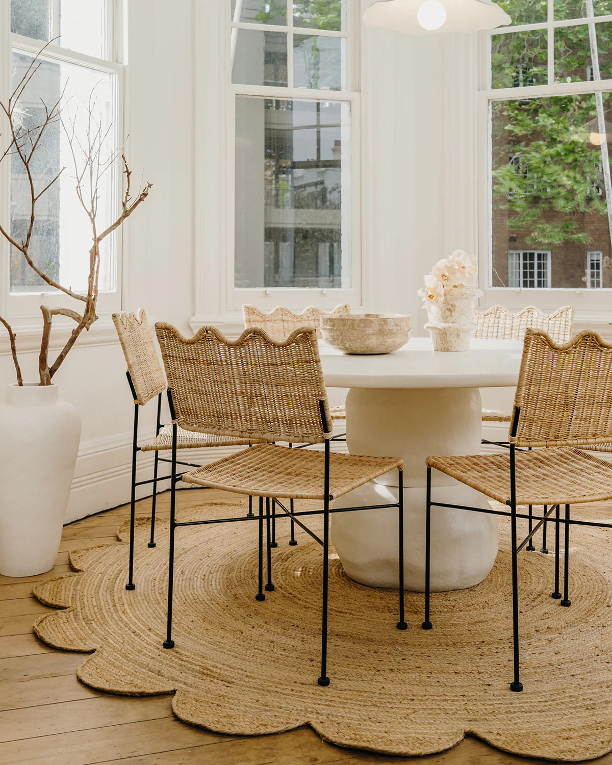 Celeste Natural Brown Scalloped Jute Round Rug - Image 3