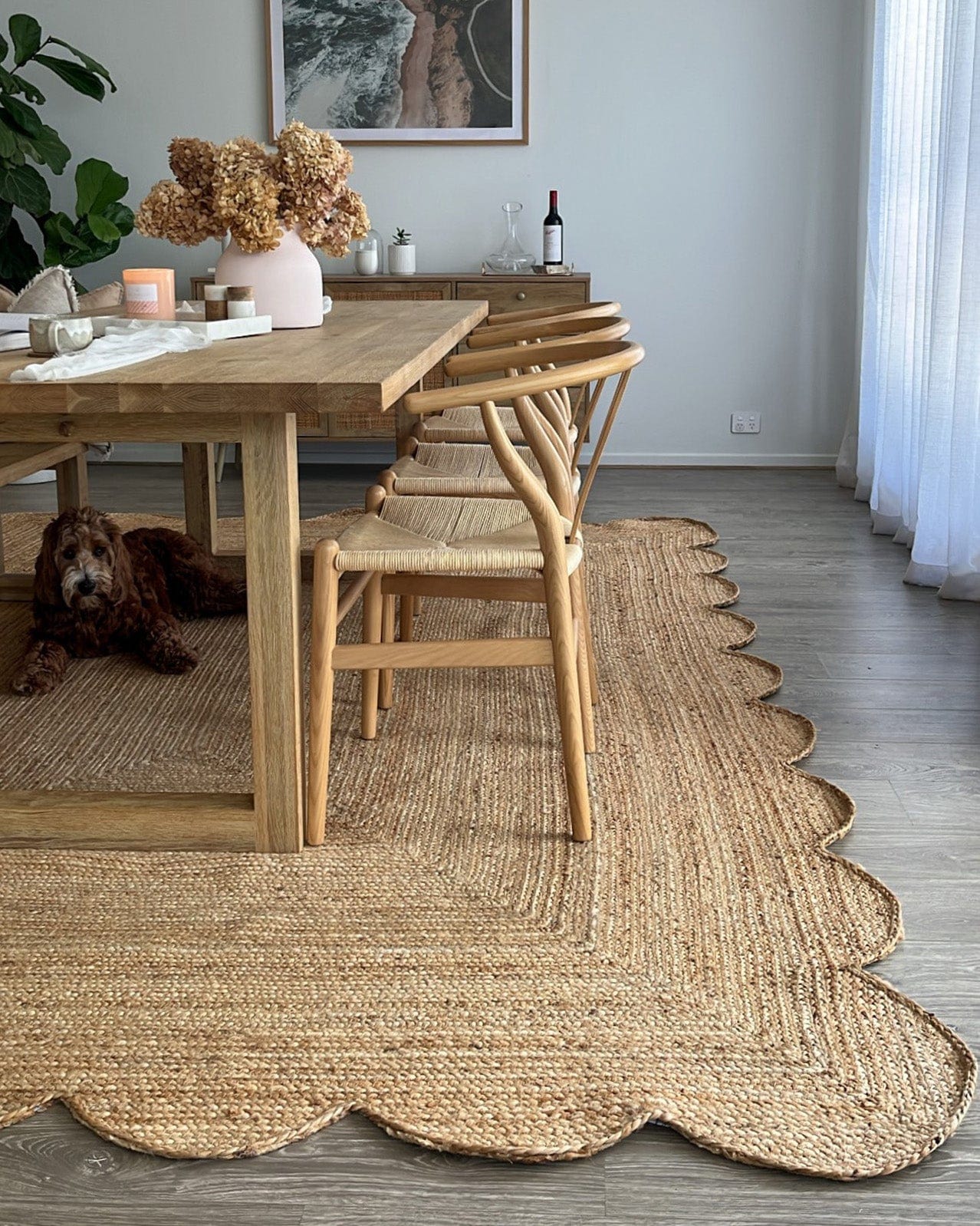 Celeste Natural Brown Scalloped Jute Rug - Image 10