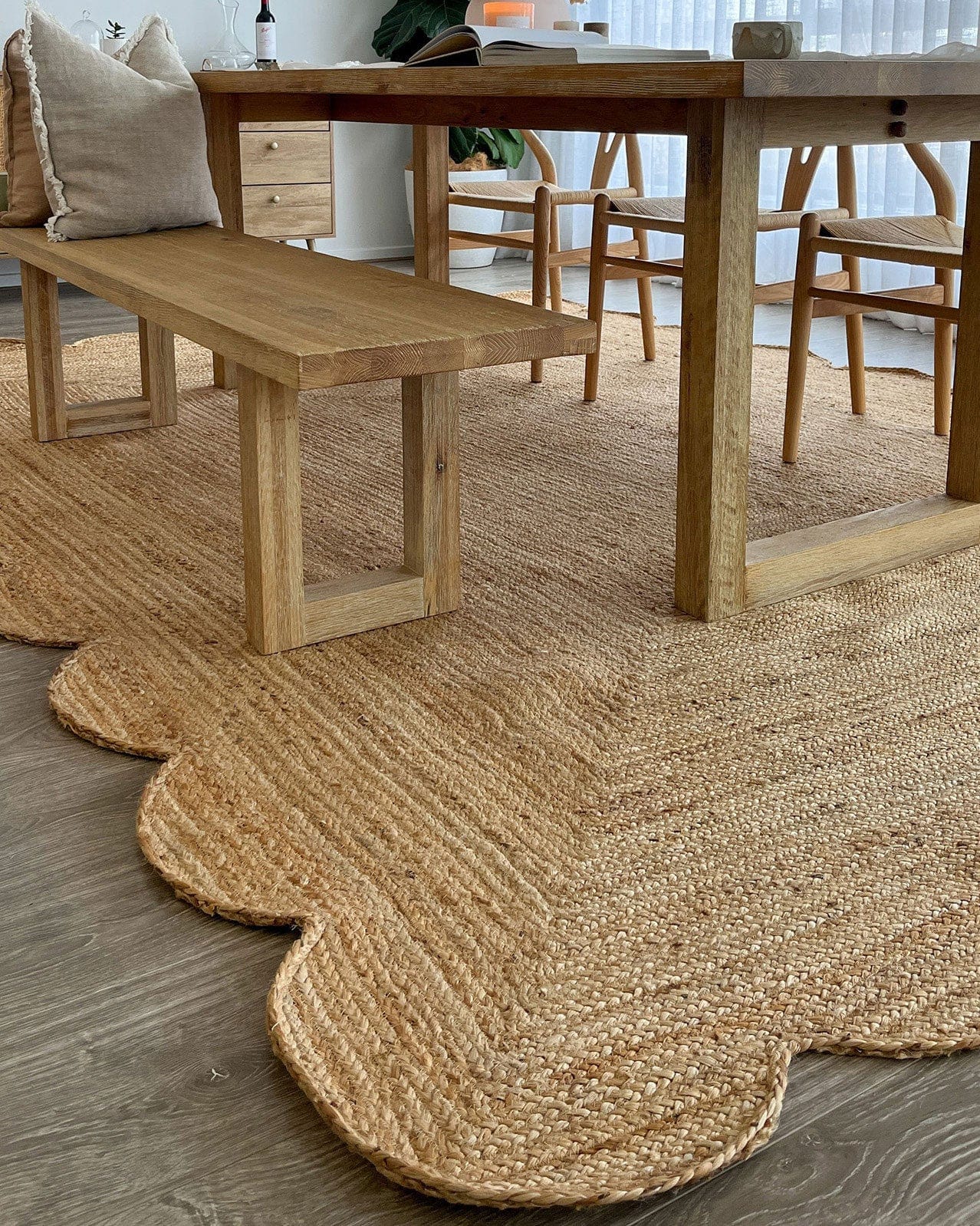 Celeste Natural Brown Scalloped Jute Rug - Image 11