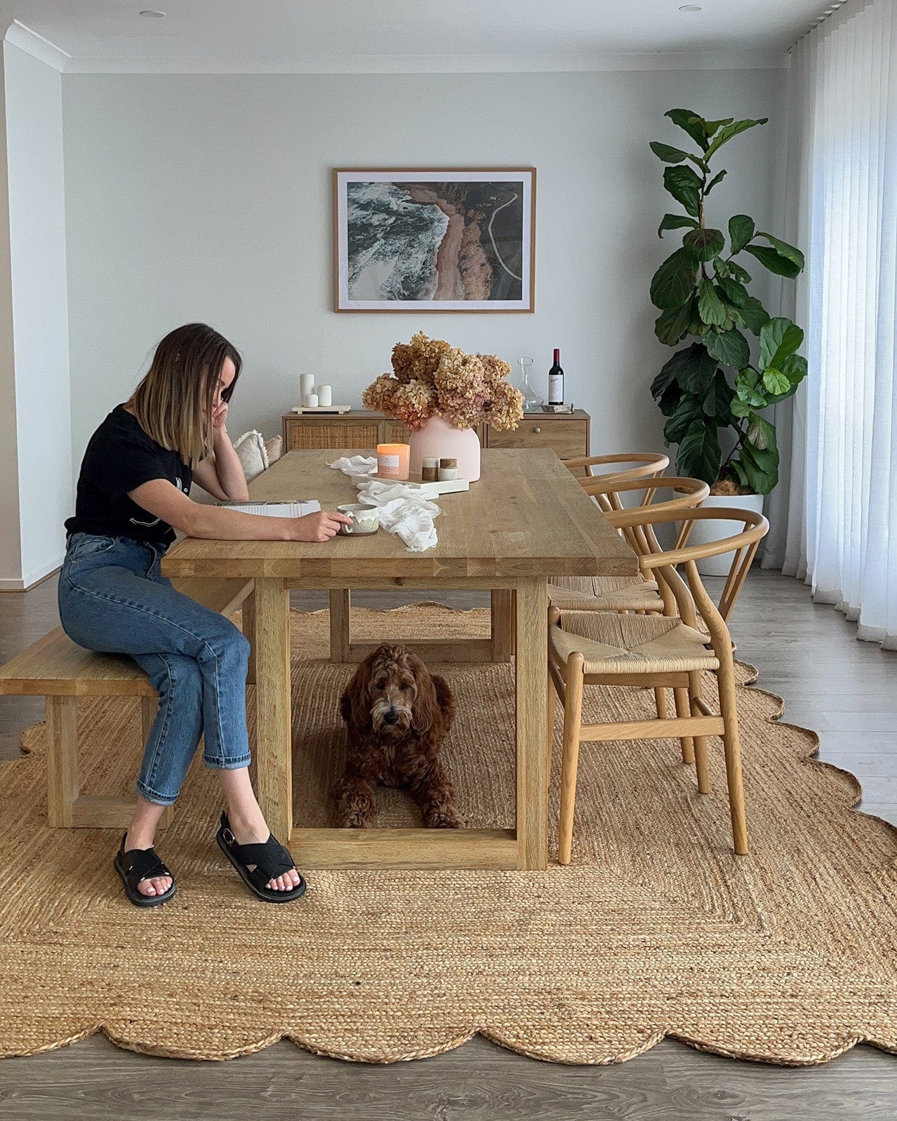 Celeste Natural Brown Scalloped Jute Rug - Image 12