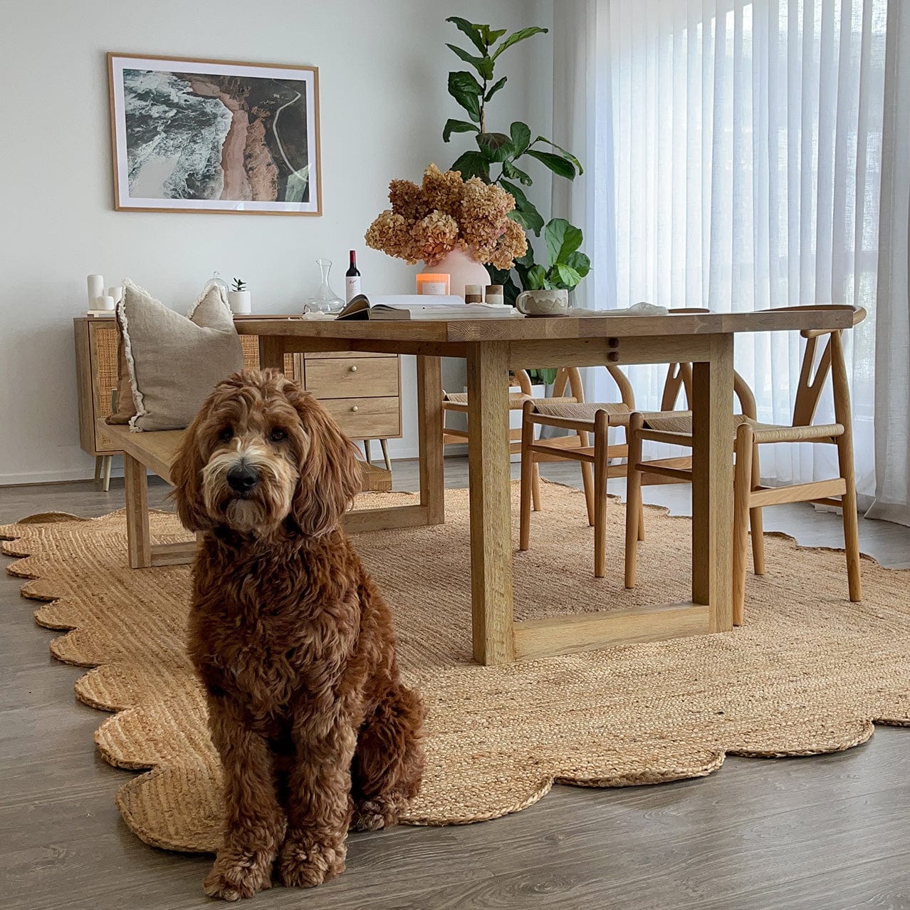 Celeste Natural Brown Scalloped Jute Rug - Image 14