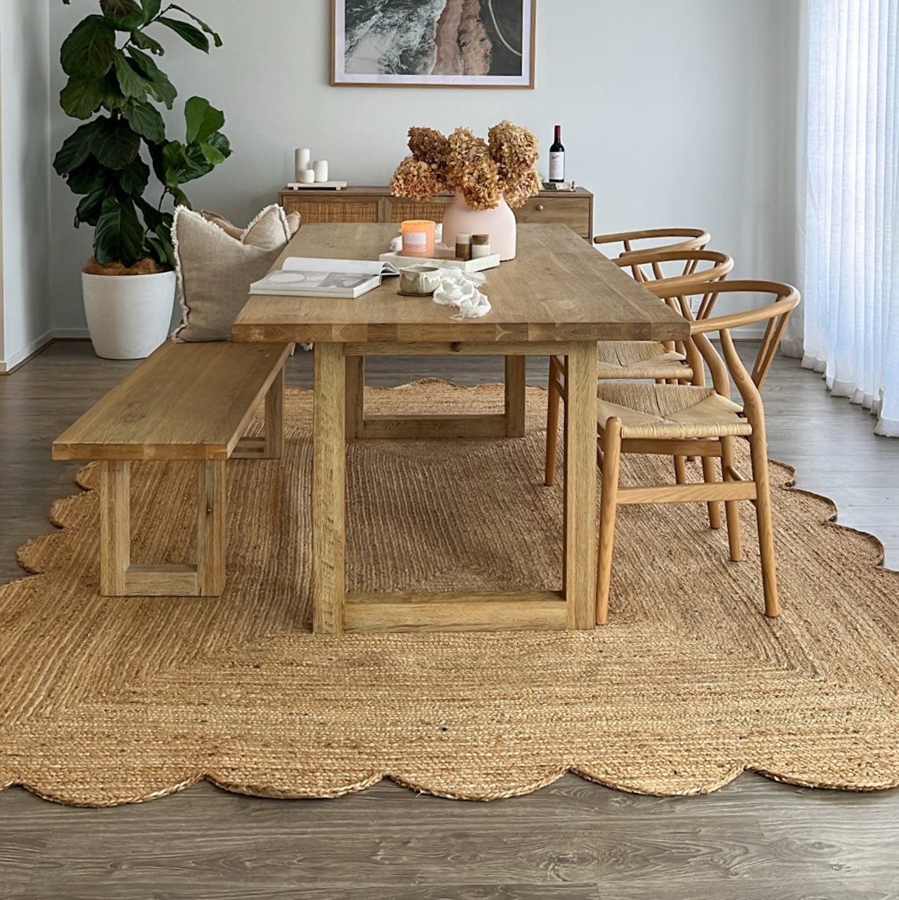 Celeste Natural Brown Scalloped Jute Rug - Image 15
