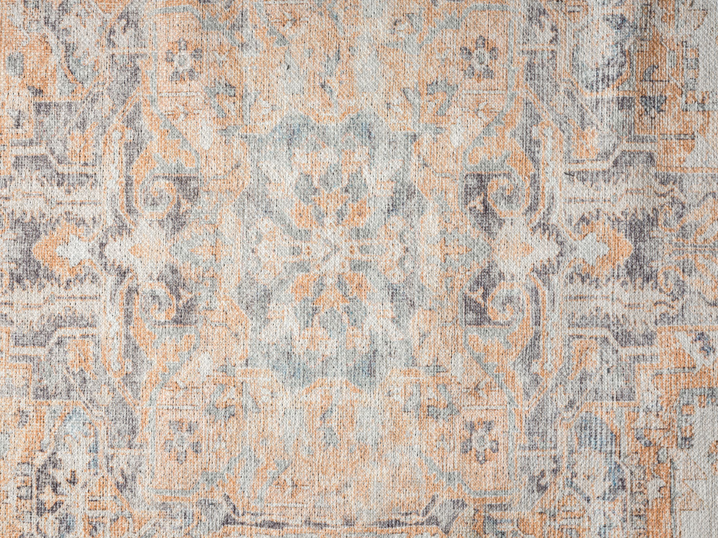 Ceren Orange and Blue Traditional Distressed Washable Rug - Image 11