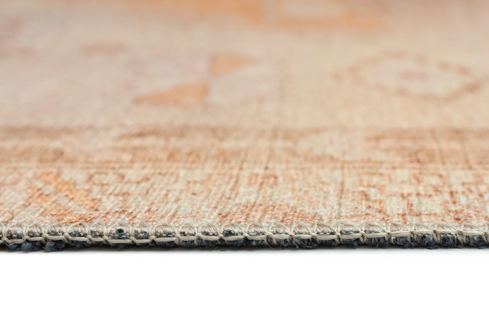 Charlize Cream and Peach Medallion Washable Rug - Image 10