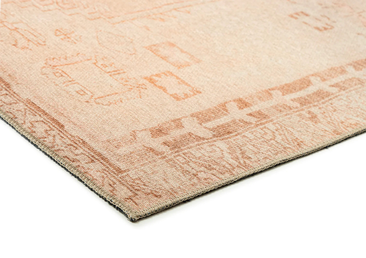 Charlize Cream and Peach Medallion Washable Rug - Image 6