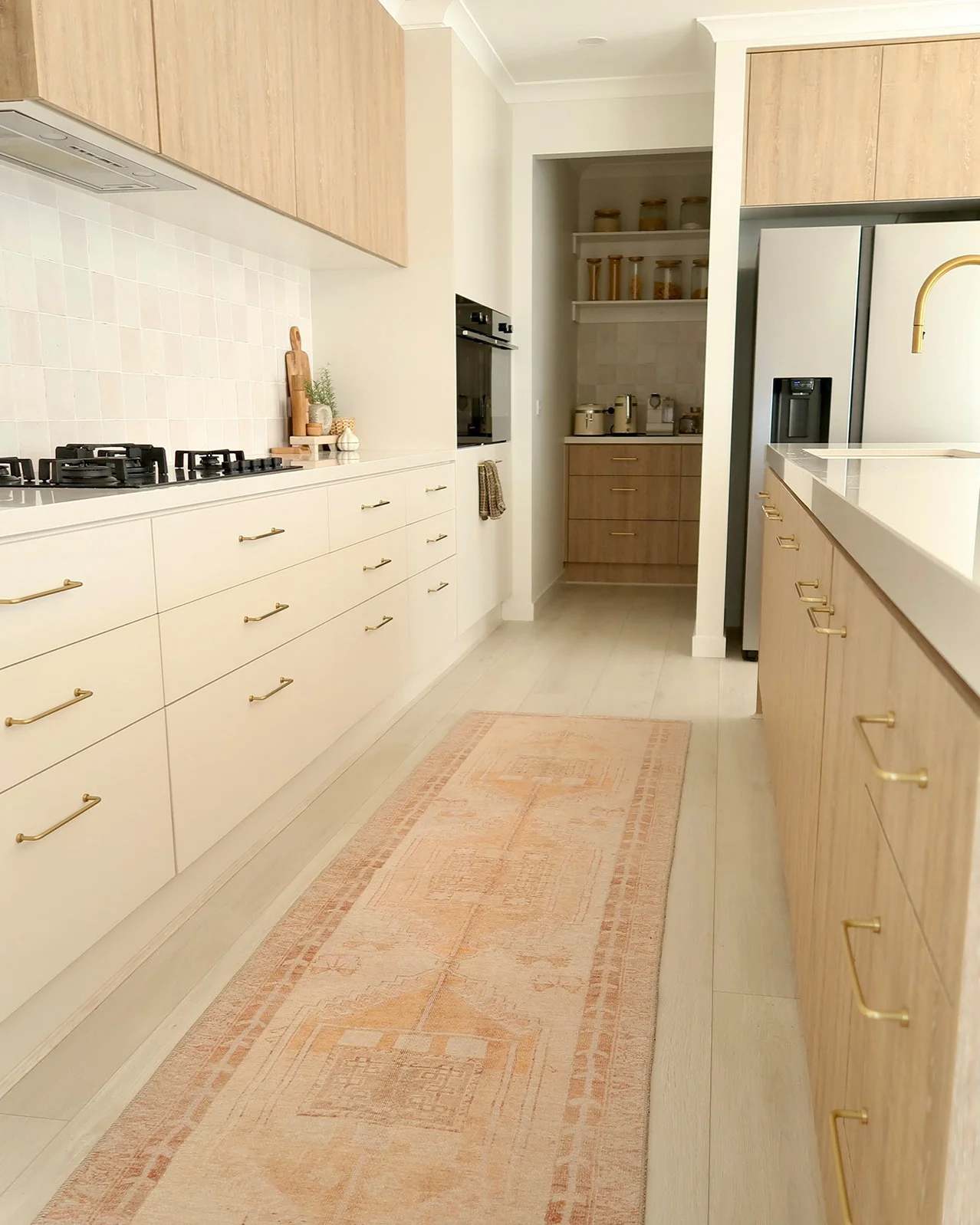 Charlize Cream and Peach Medallion Washable Runner Rug - Image 5