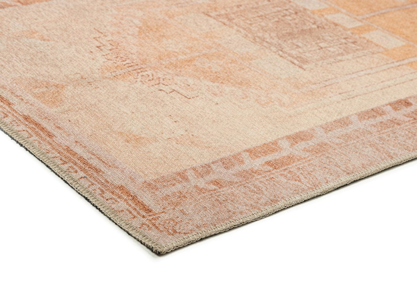 Charlize Cream and Peach Medallion Washable Runner Rug - Image 7