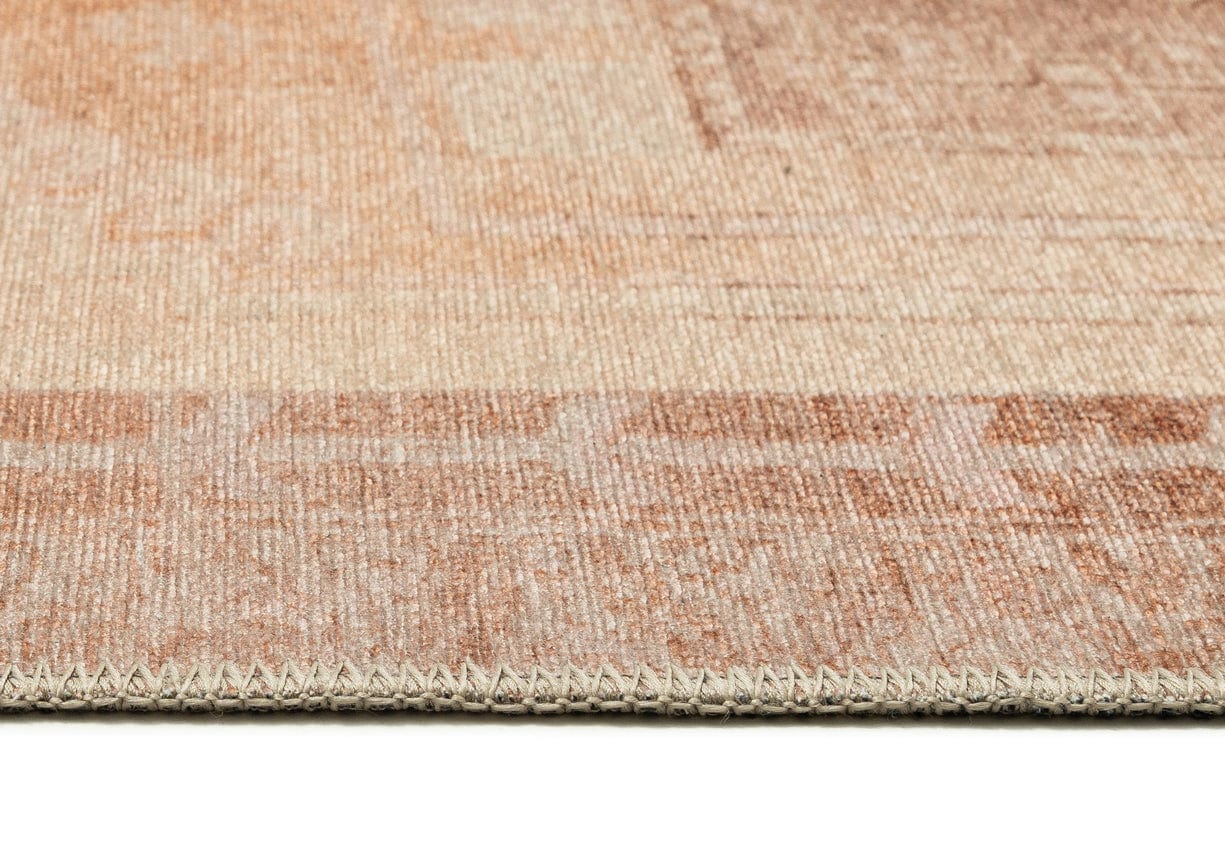 Charlize Cream and Peach Medallion Washable Runner Rug - Image 8