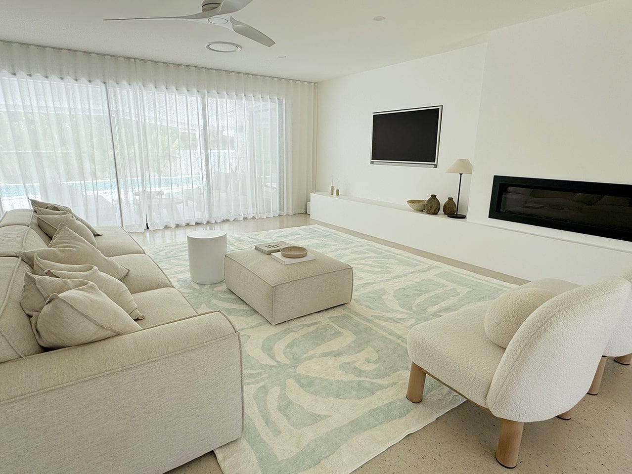 Cindy Blue Waves and Palms Washable Rug - Image 6