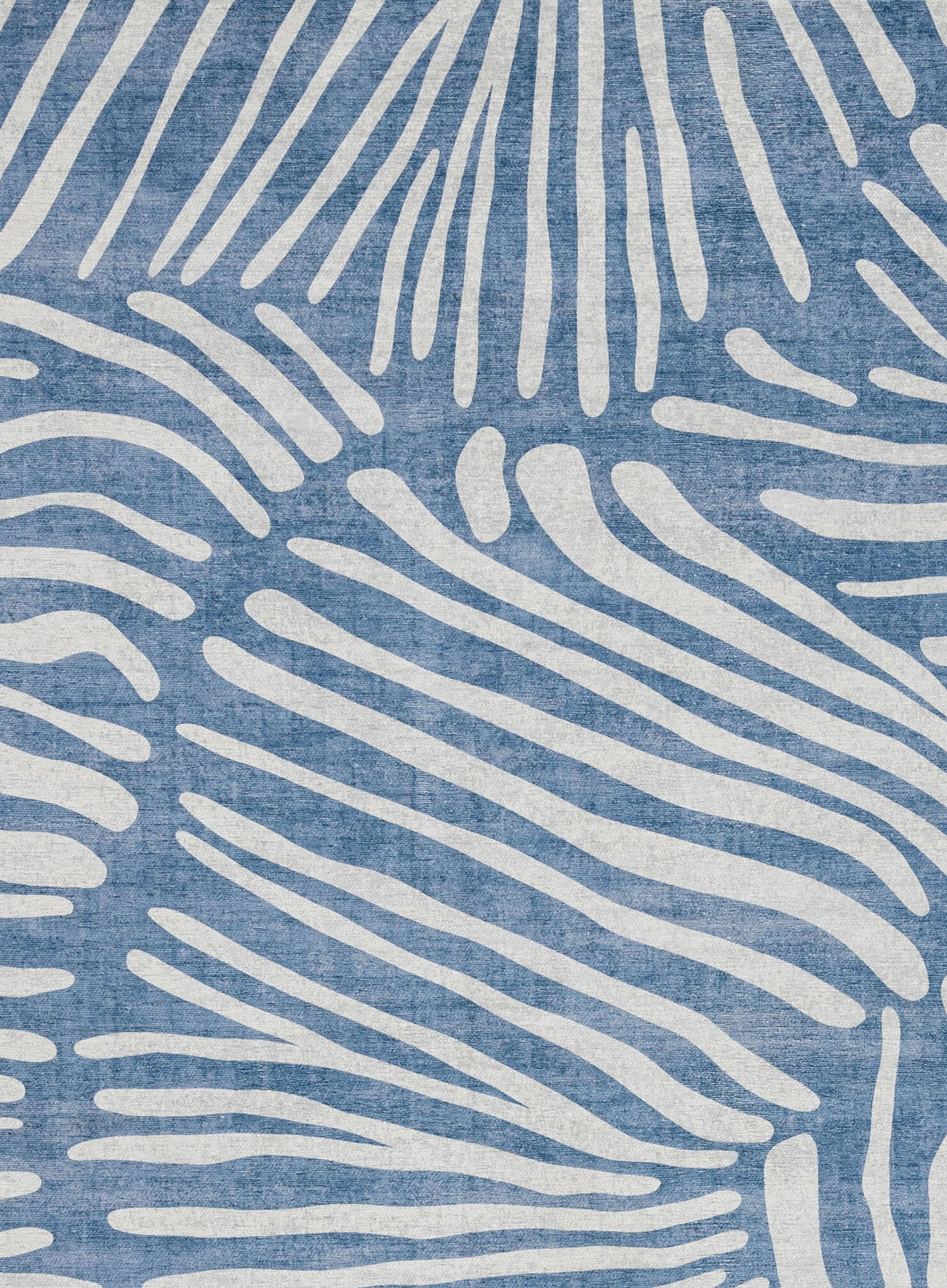 Clarissa Blue Palm Print Washable Rug - Image 10