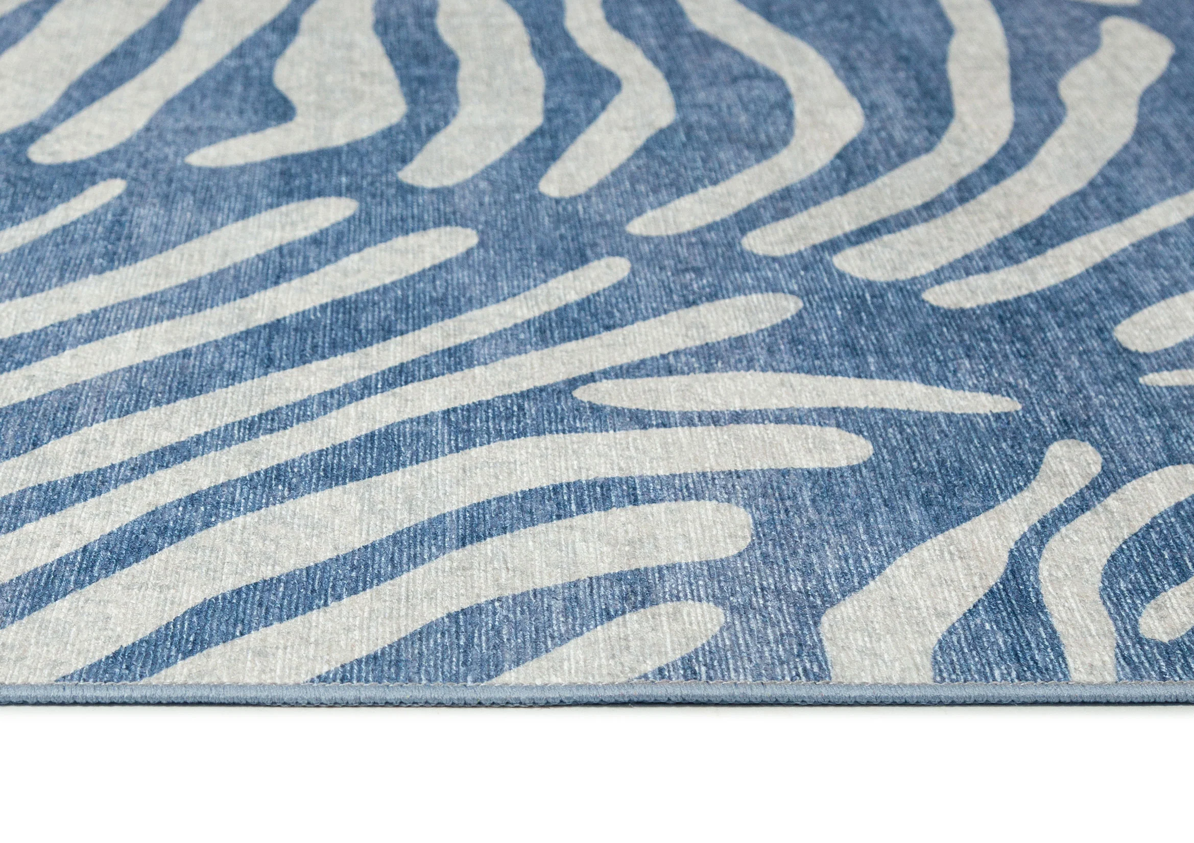 Clarissa Blue Palm Print Washable Rug - Image 7
