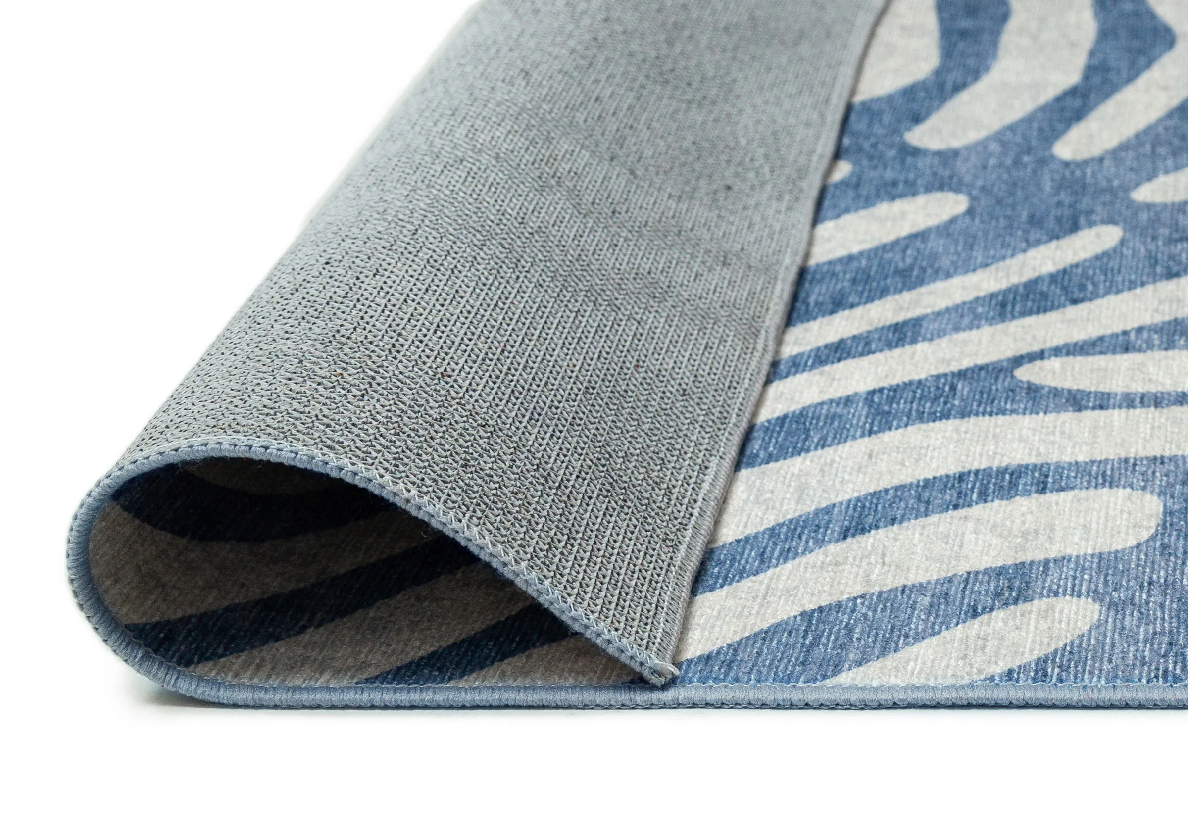 Clarissa Blue Palm Print Washable Rug - Image 8