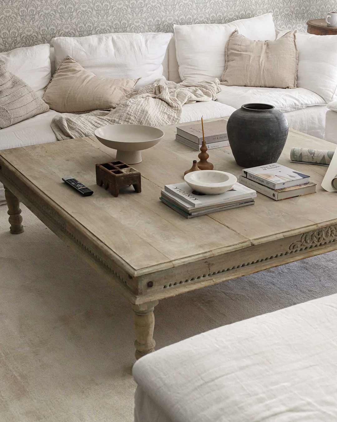 Claude Beige and Ivory Distressed Viscose Rug - Image 12