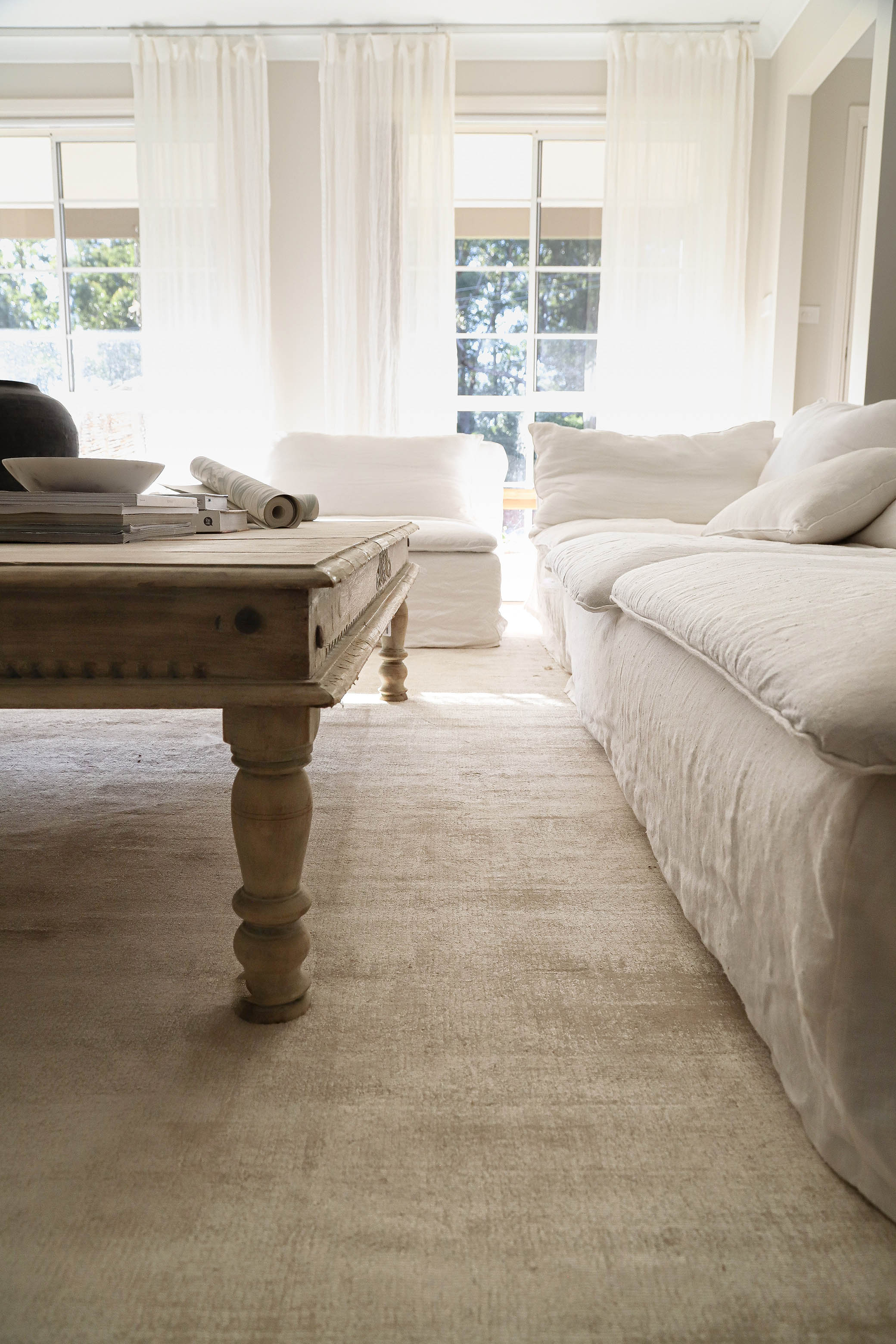 Claude Beige and Ivory Distressed Viscose Rug - Image 16