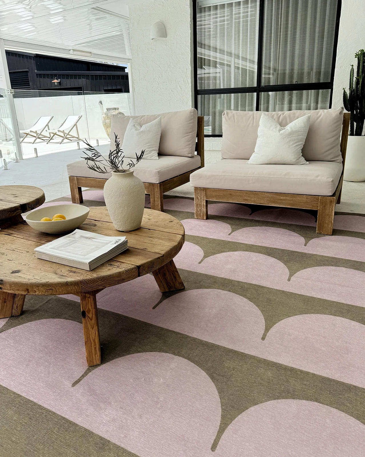 Cleo Blush and Sage Arch Pattern Indoor Outdoor Rug - Image 2