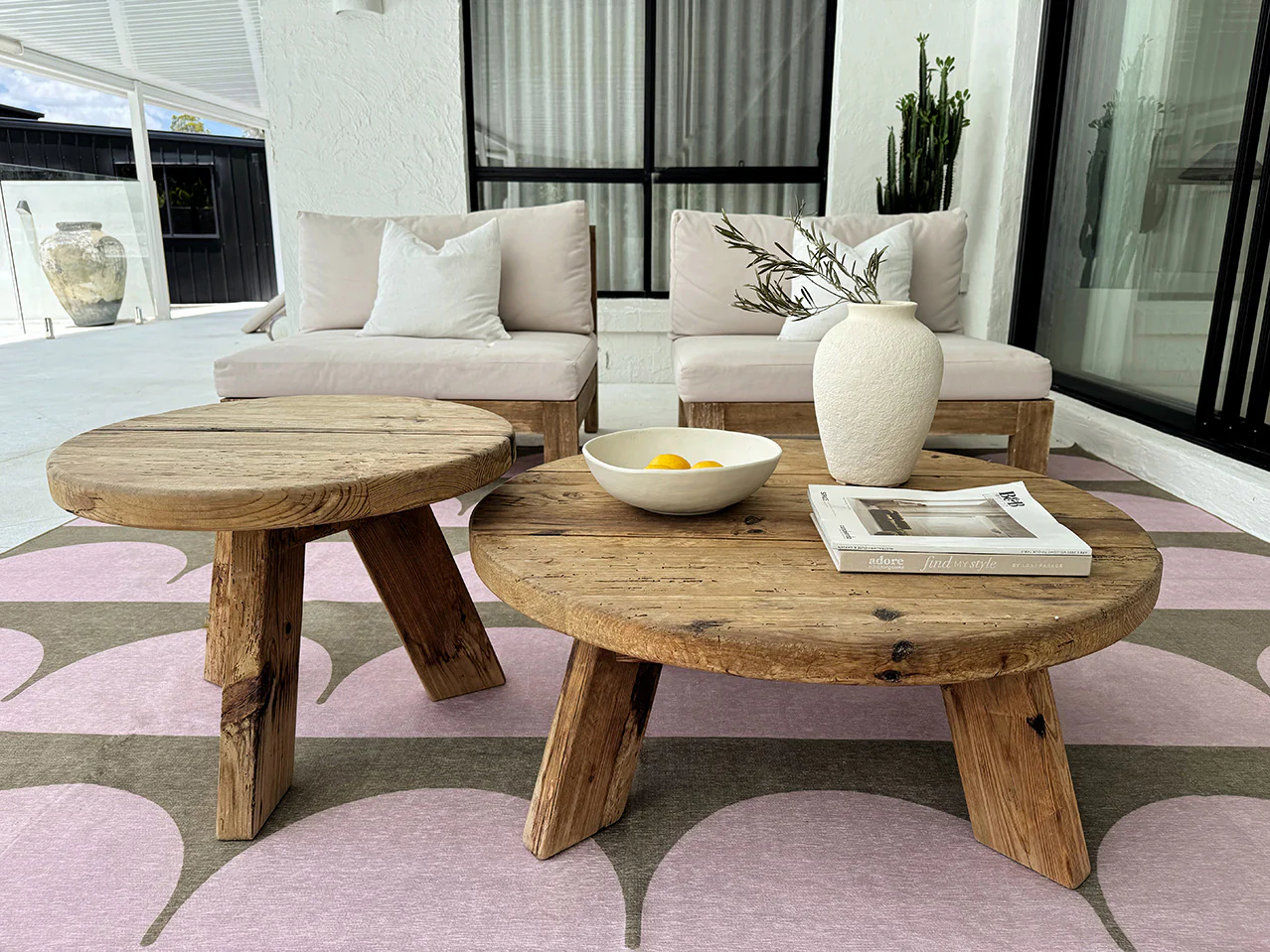 Cleo Blush and Sage Arch Pattern Indoor Outdoor Rug - Image 3