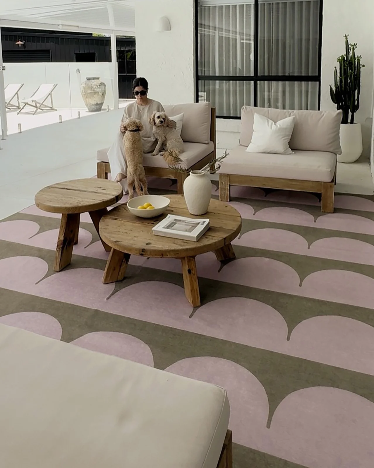 Cleo Blush and Sage Arch Pattern Indoor Outdoor Rug - Image 4