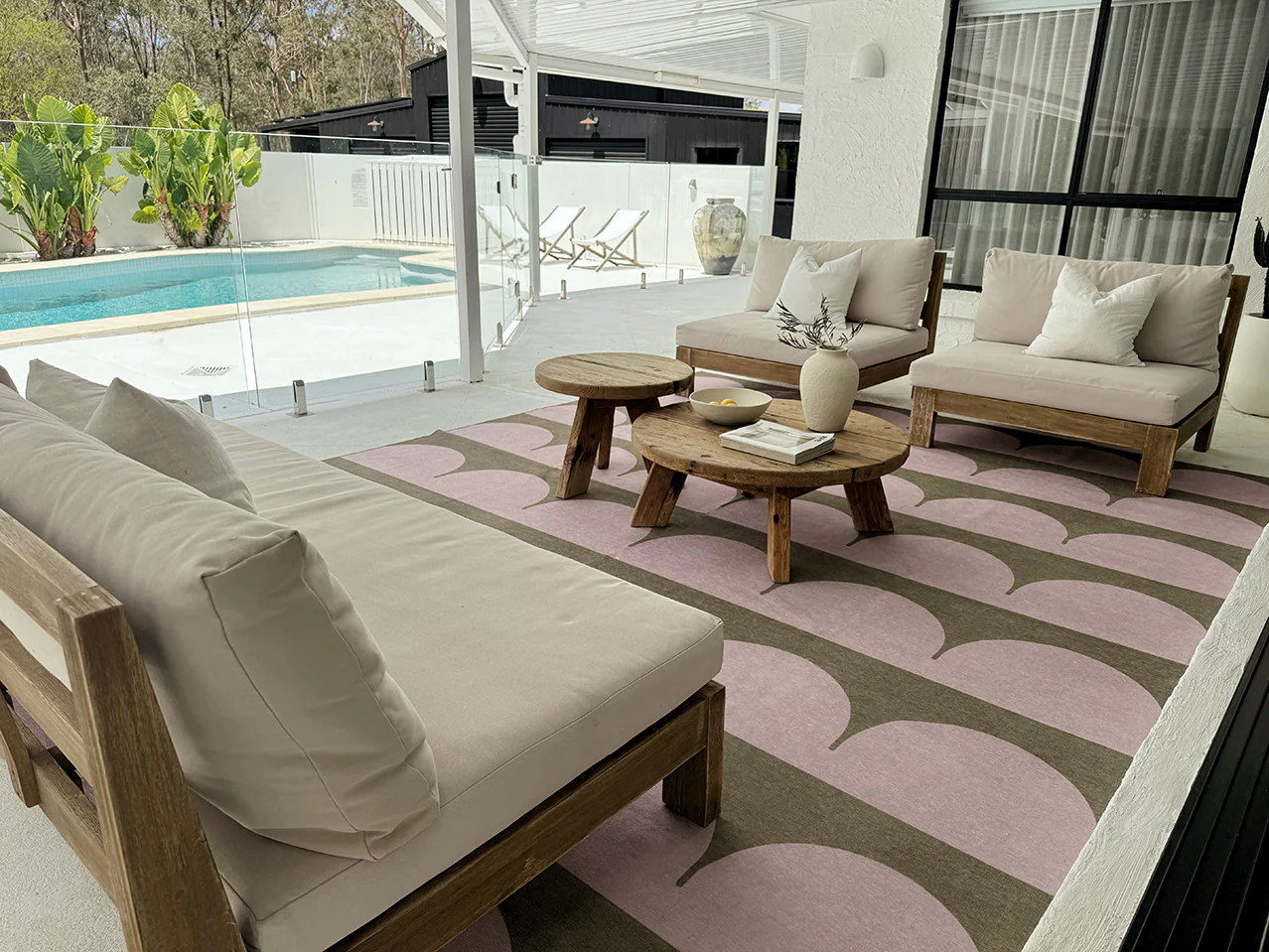 Cleo Blush and Sage Arch Pattern Indoor Outdoor Rug - Image 5