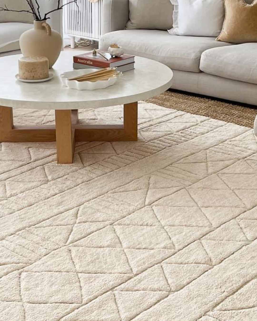 Coco Ivory Tribal Textured Washable Shag Rug - Image 9