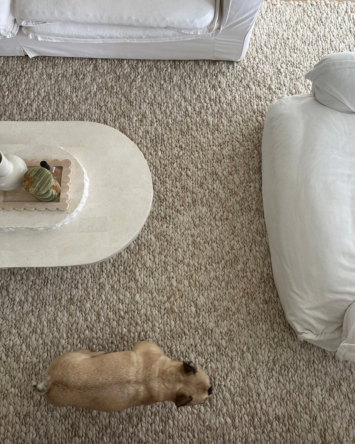 Colette Cream and Beige Marbled Wool Rug - Image 3