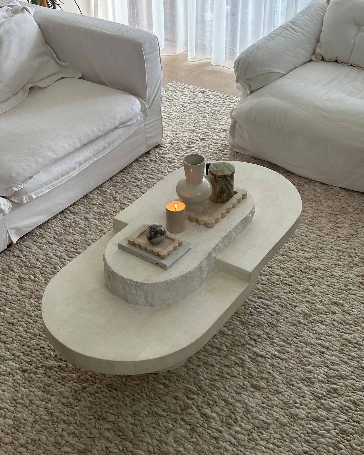 Colette Cream and Beige Marbled Wool Rug - Image 4