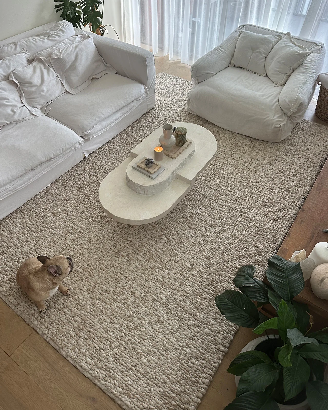 Colette Cream and Beige Marbled Wool Rug - Image 6