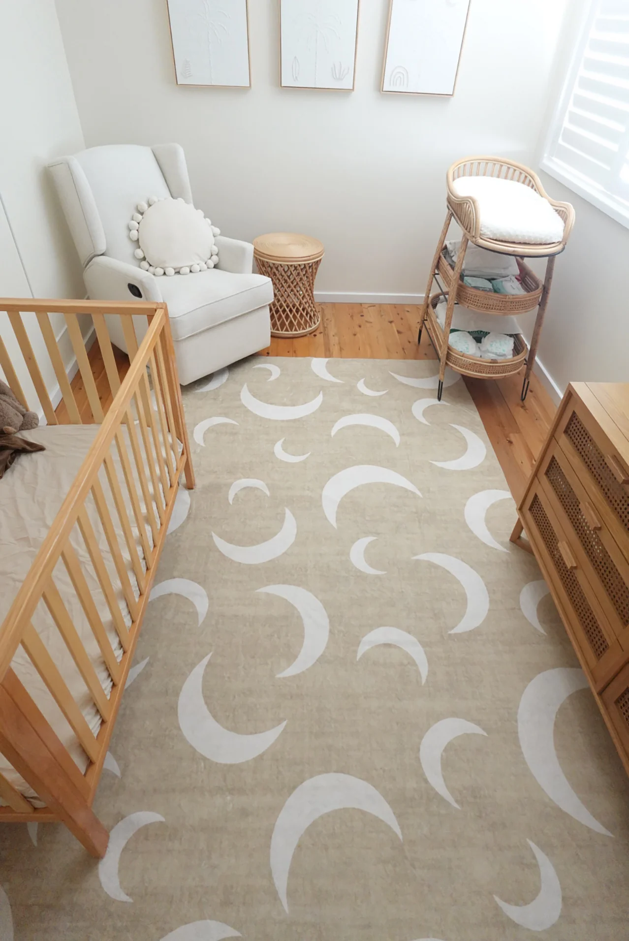 Copata Beige Cream Moon Washable Rug - Image 4