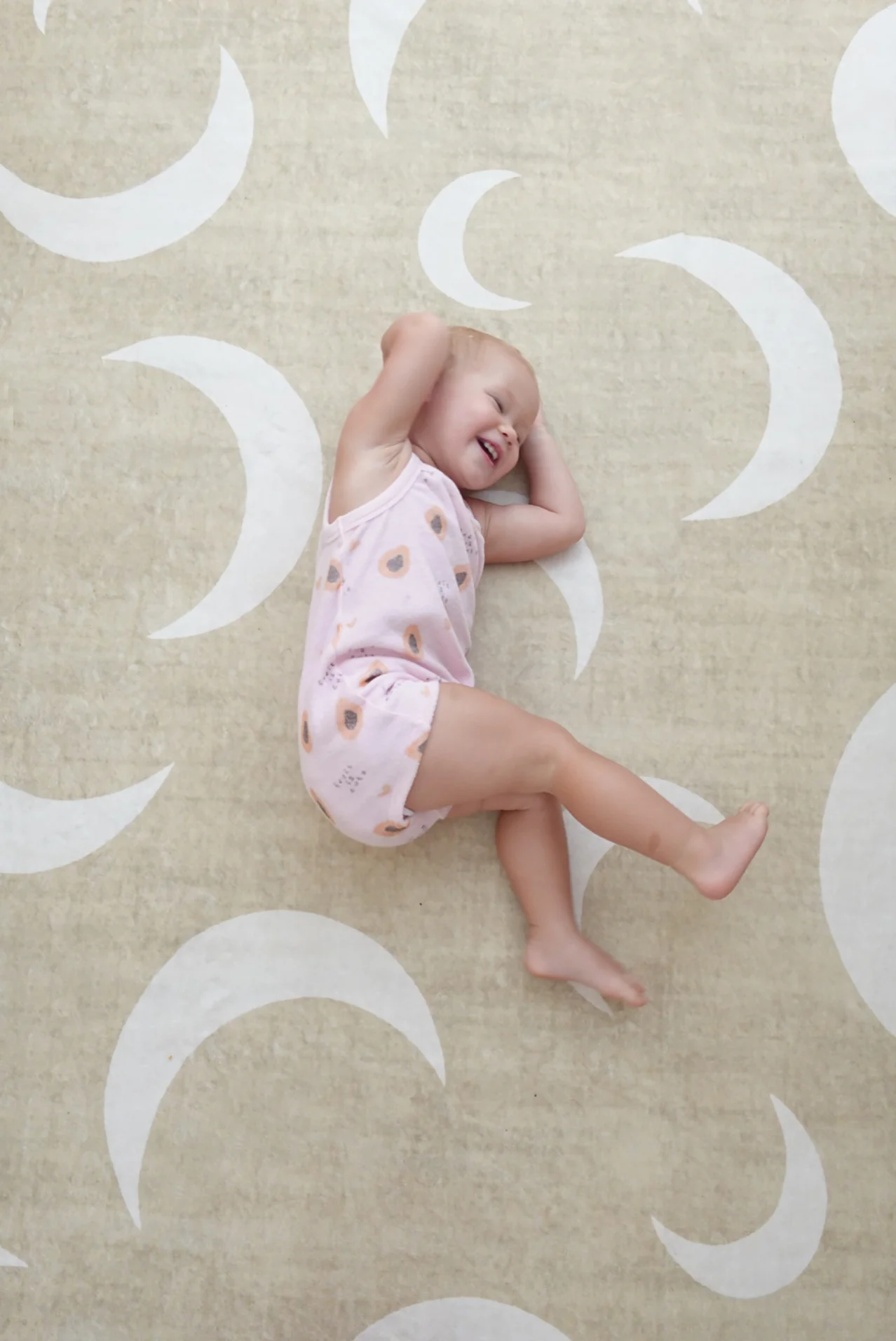 Copata Beige Cream Moon Washable Rug - Image 5
