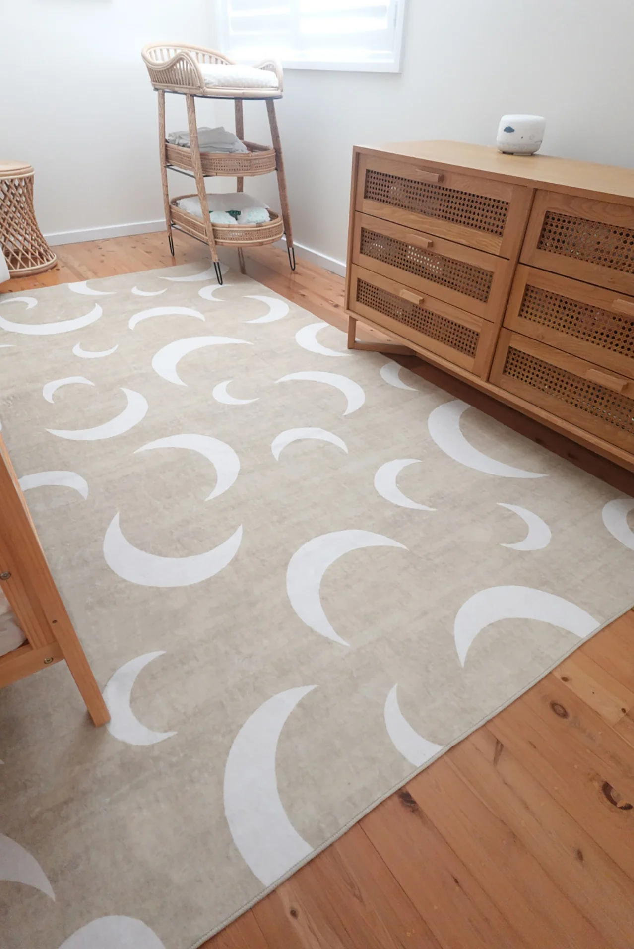 Copata Beige Cream Moon Washable Rug - Image 7