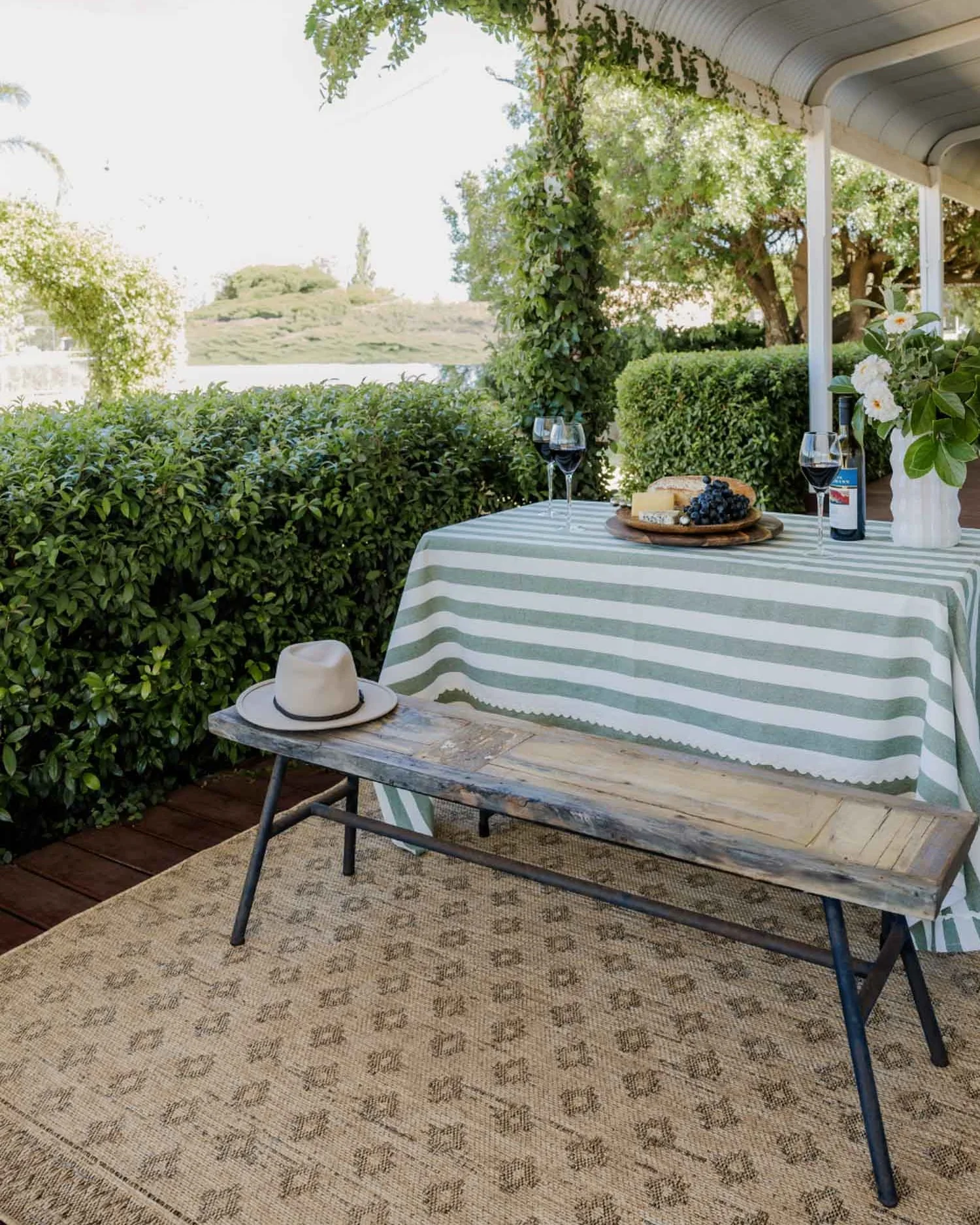 Cove Sand Nude and Ash Medallion Indoor Outdoor Rug - Image 2