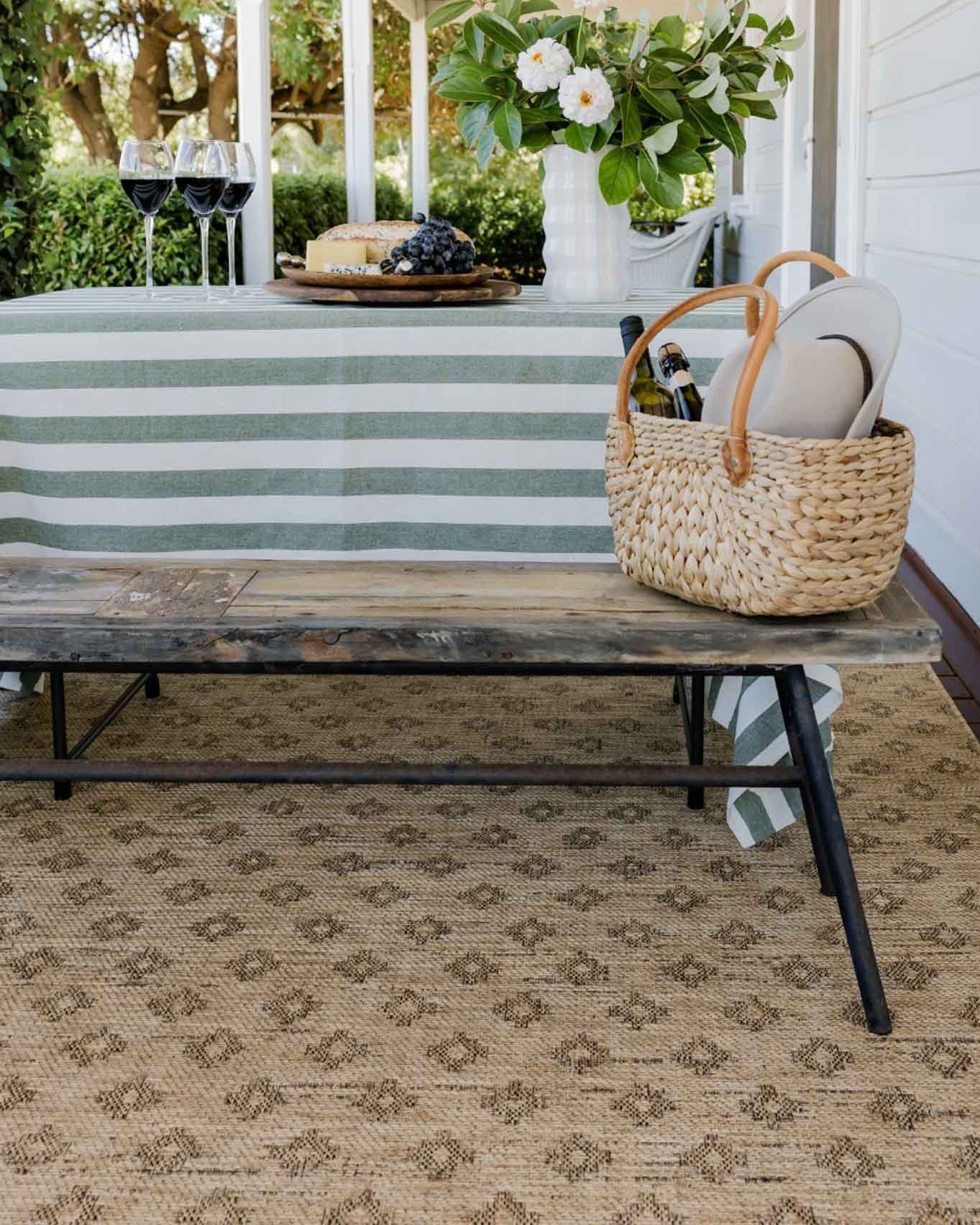 Cove Sand Nude and Ash Medallion Indoor Outdoor Rug - Image 3
