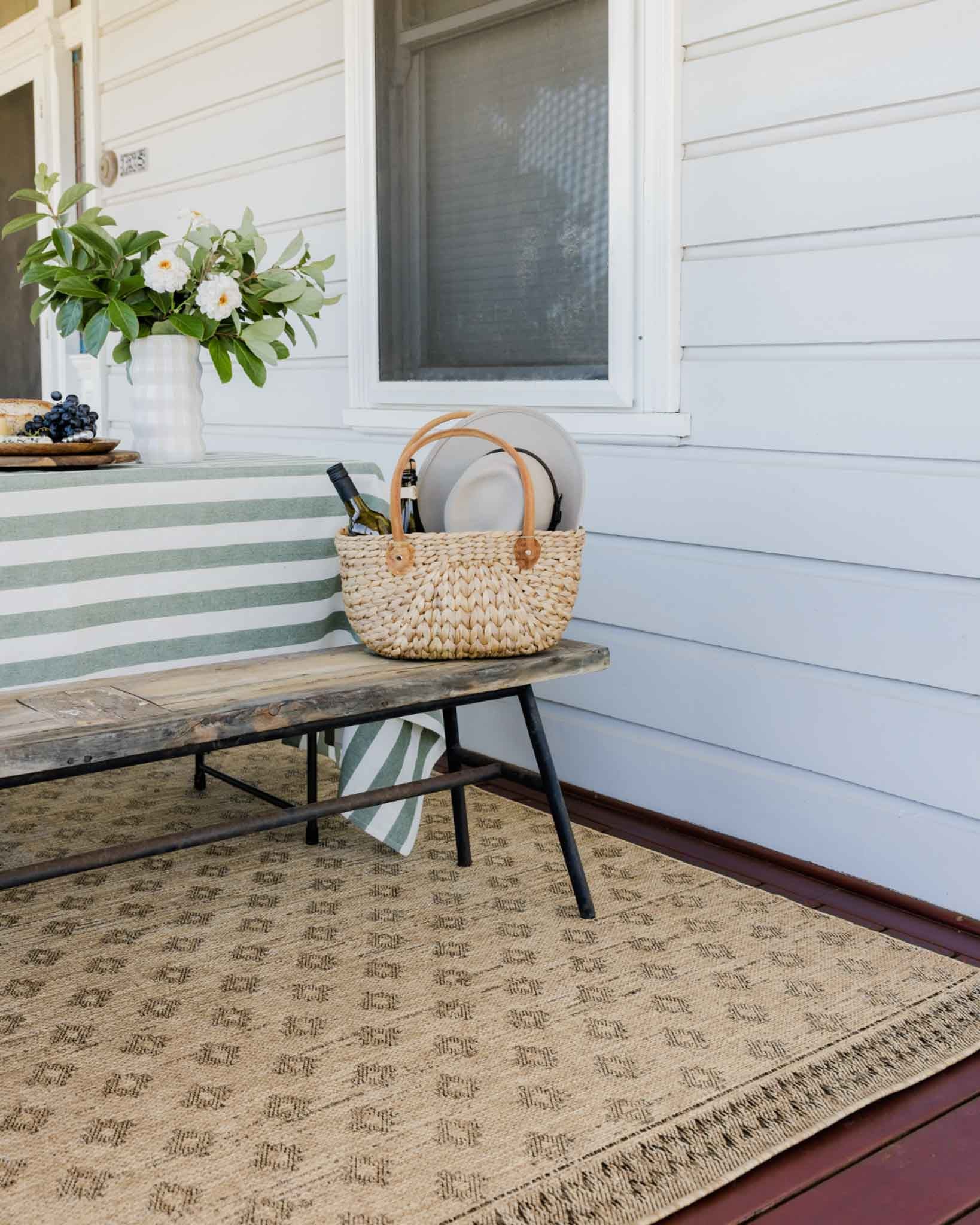 Cove Sand Nude and Ash Medallion Indoor Outdoor Rug - Image 6