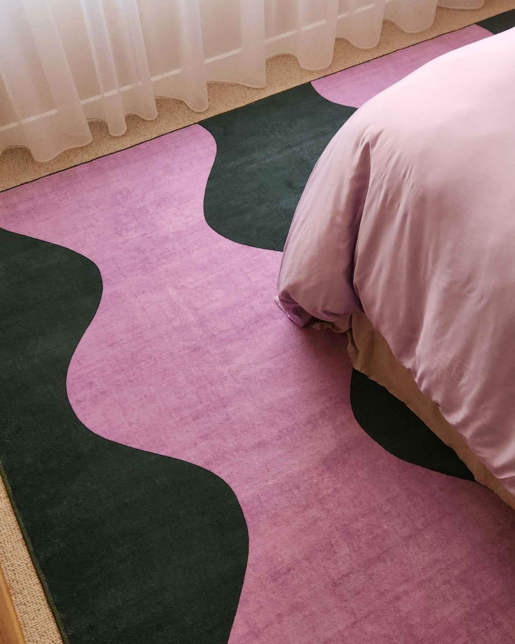 Cuenca Green and Purple Wave Washable Rug - Image 3