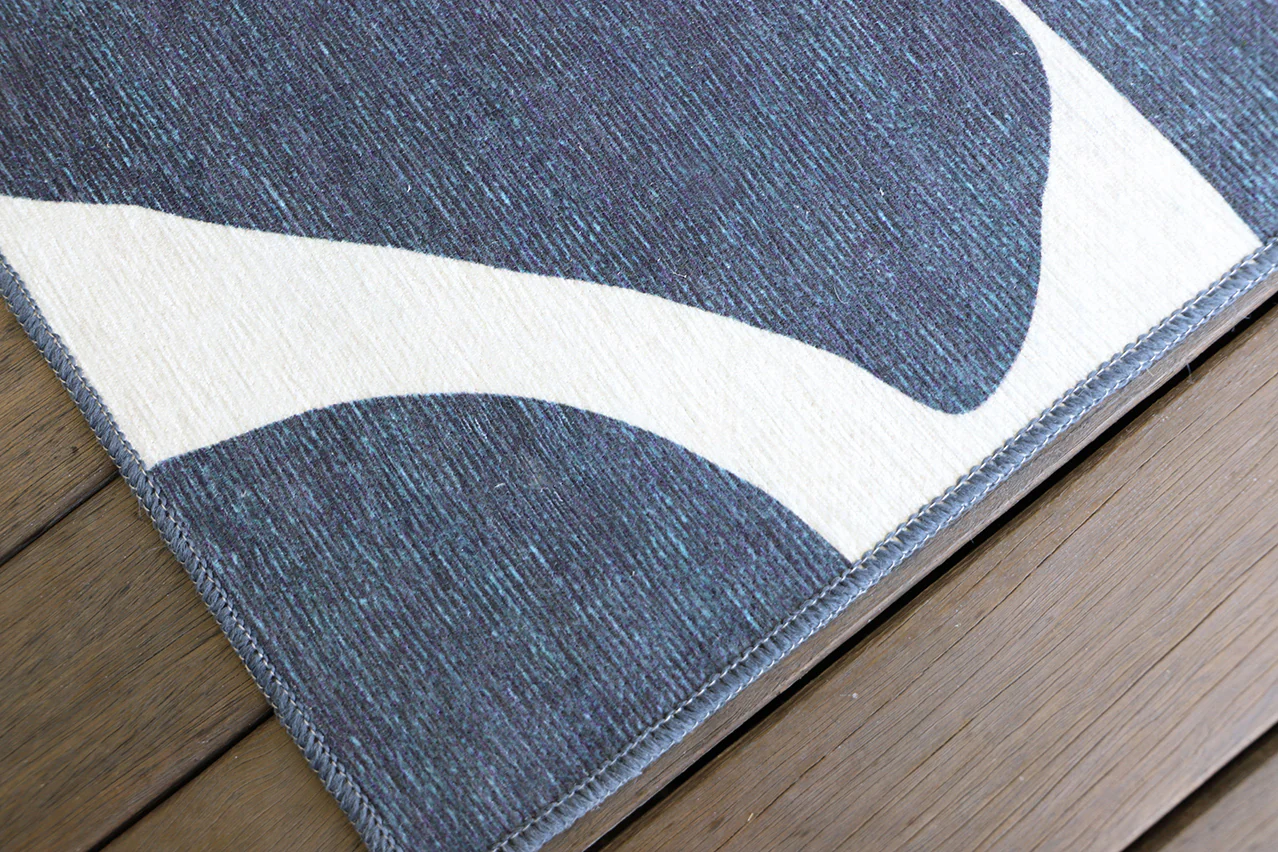 Damaris Blue Grey Cream Indoor Outdoor Washable Rug - Image 5