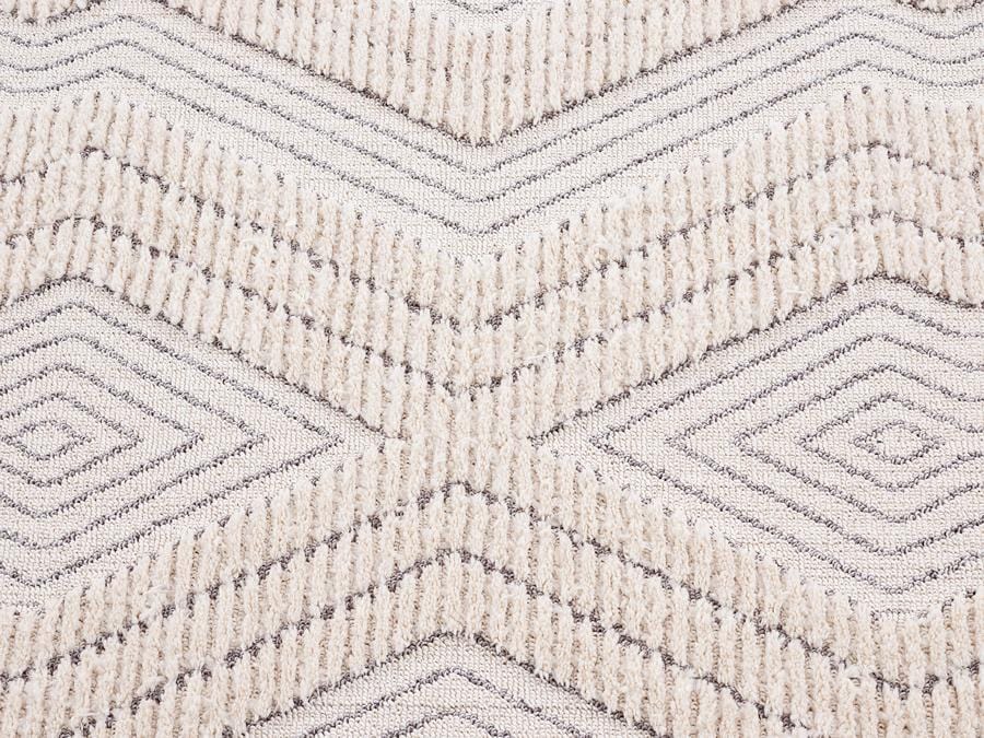 Dayna Ivory and Grey Textured Diamond Tribal Runner Rug - Image 9