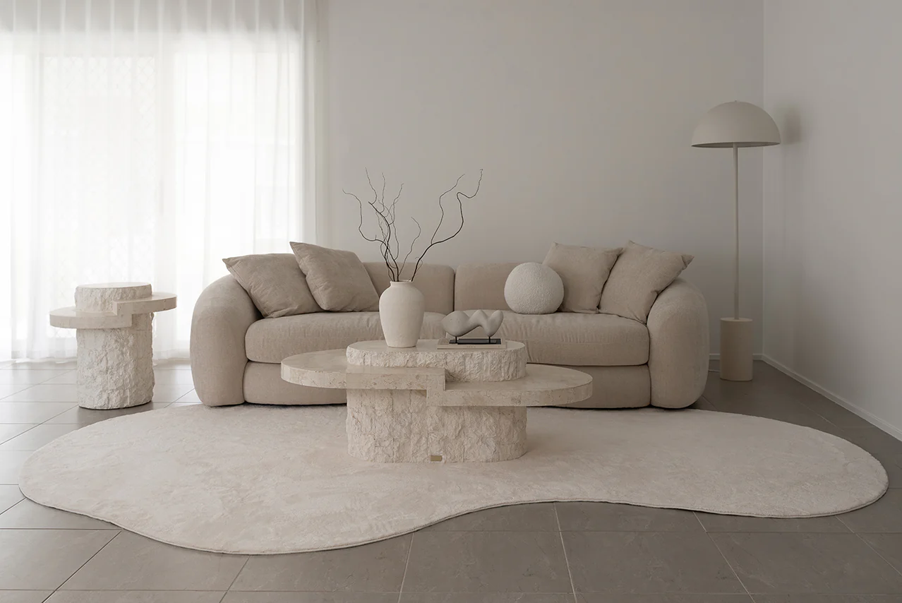 Demelza Neutral Cream Irregular Shape Washable Rug - Image 6