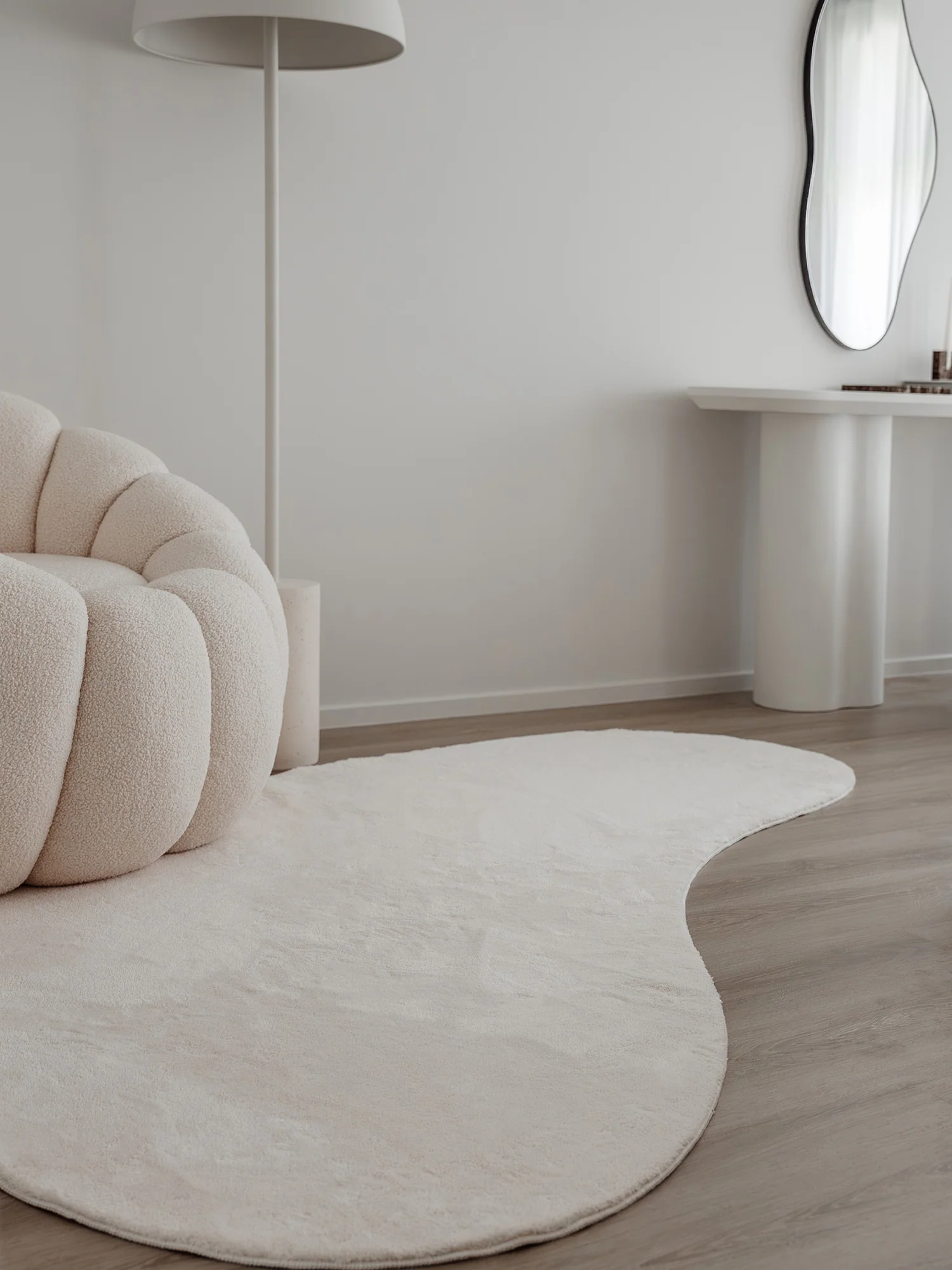 Demi Neutral Cream Irregular Shape Washable Rug - Image 5