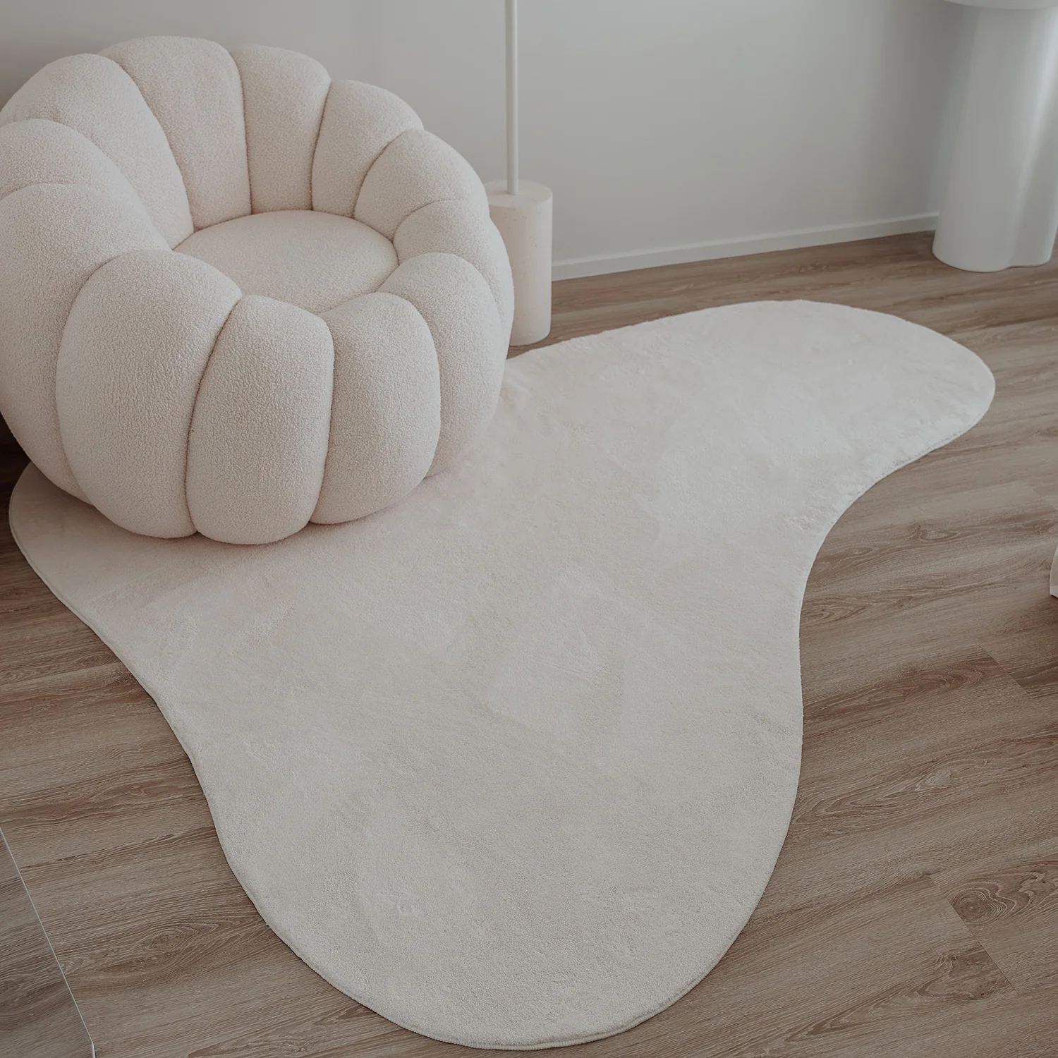 Demi Neutral Cream Irregular Shape Washable Rug - Image 6