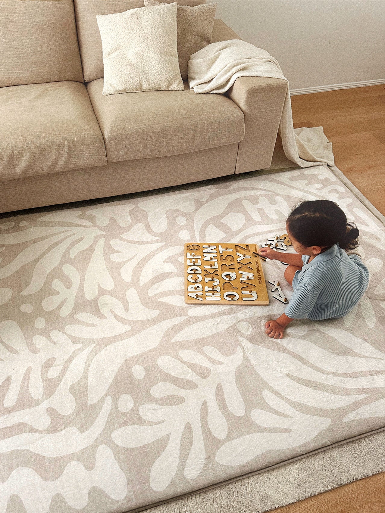 Didi Grey Cream Leaves Rollie Pollie Playmat - Image 11