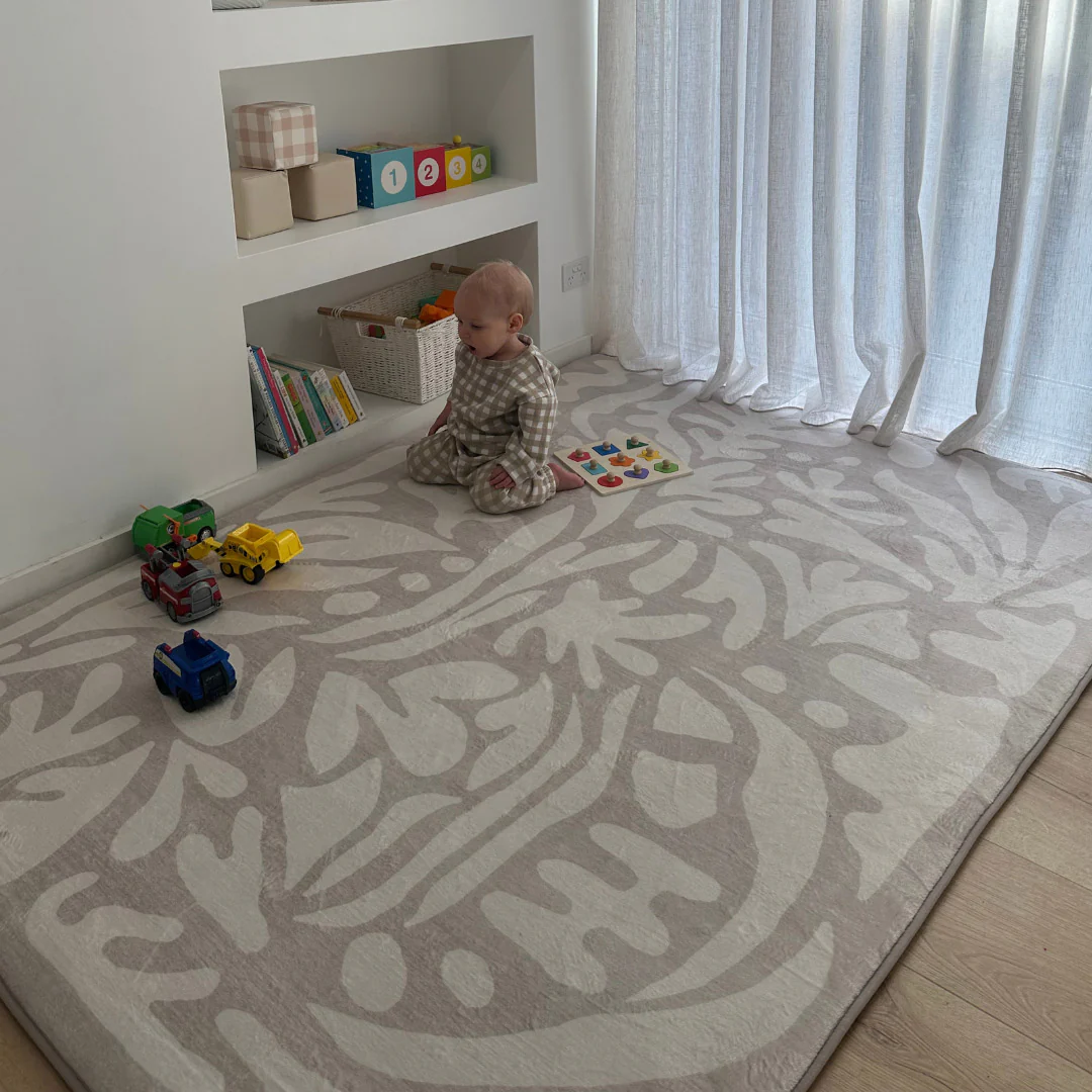 Didi Grey Cream Leaves Rollie Pollie Playmat - Image 5