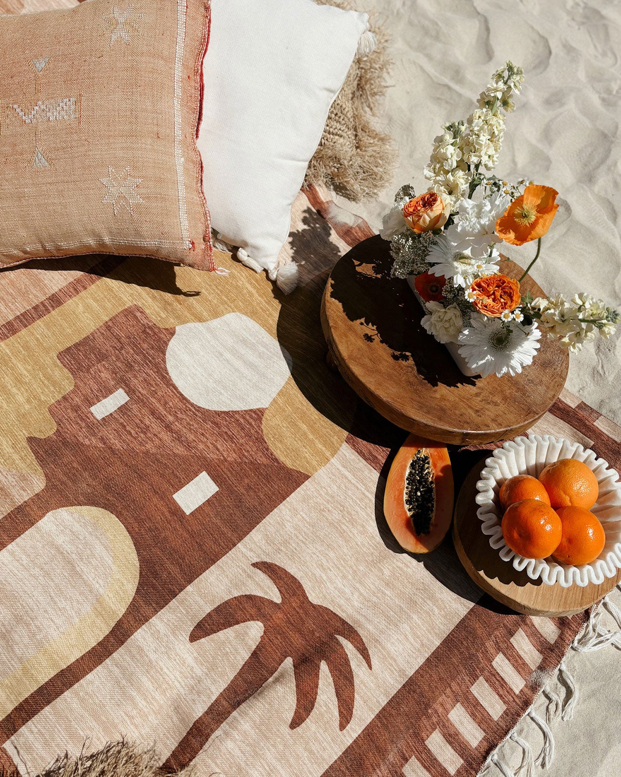 Donata Brown Mustard Boho Picnic Rug - Image 2
