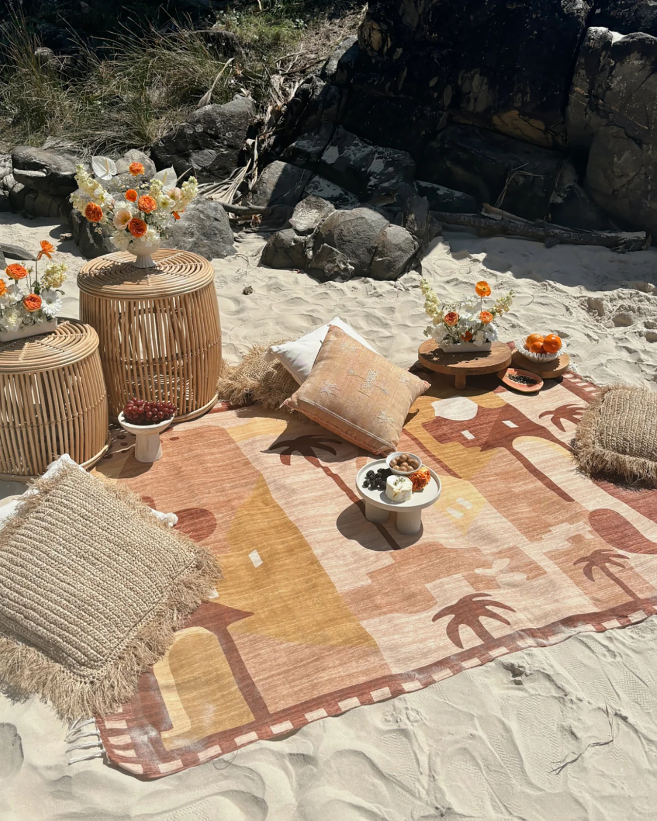 Donata Brown Mustard Boho Picnic Rug - Image 4