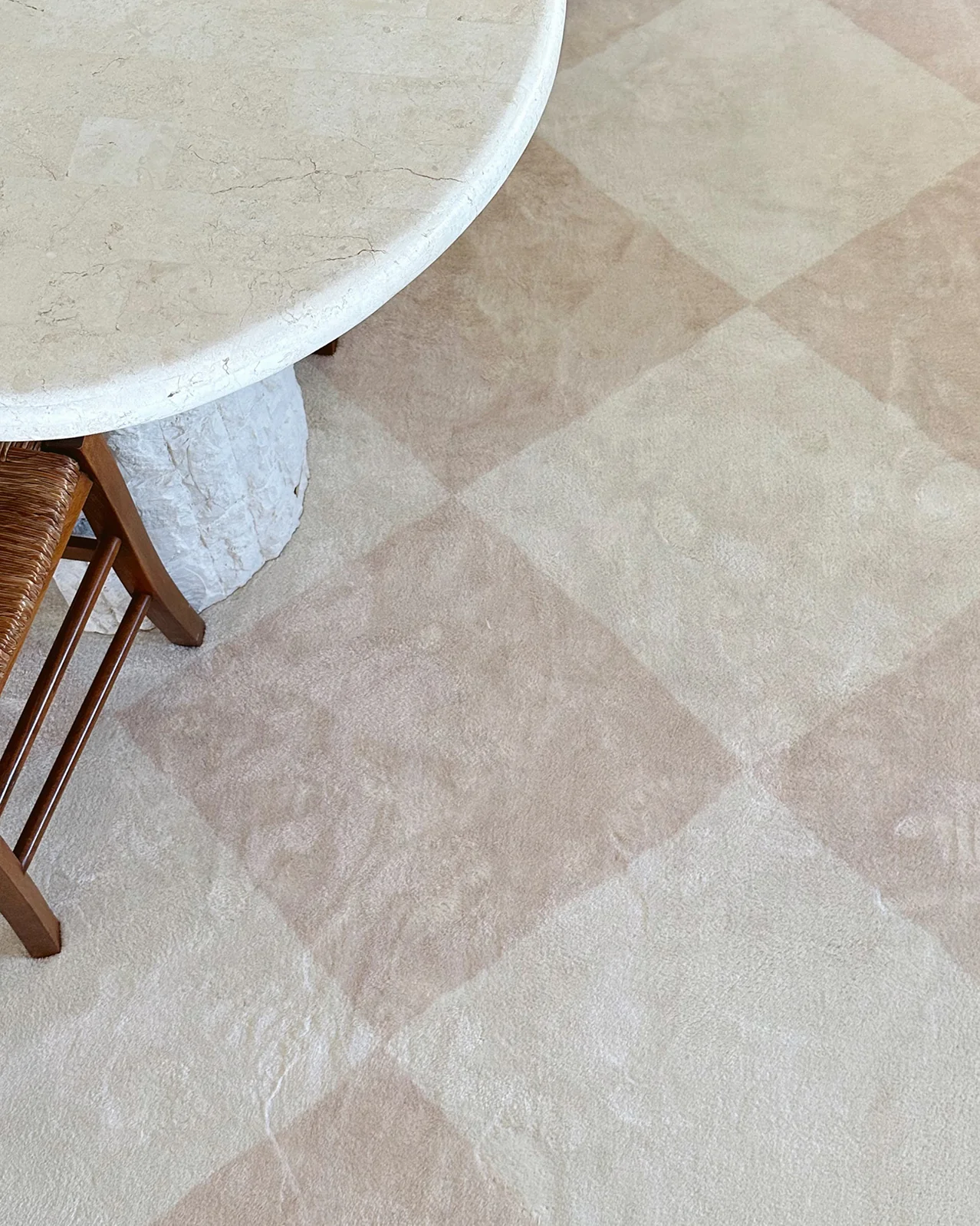 Doutzen Beige Cream Checkered Washable Rug - Image 8