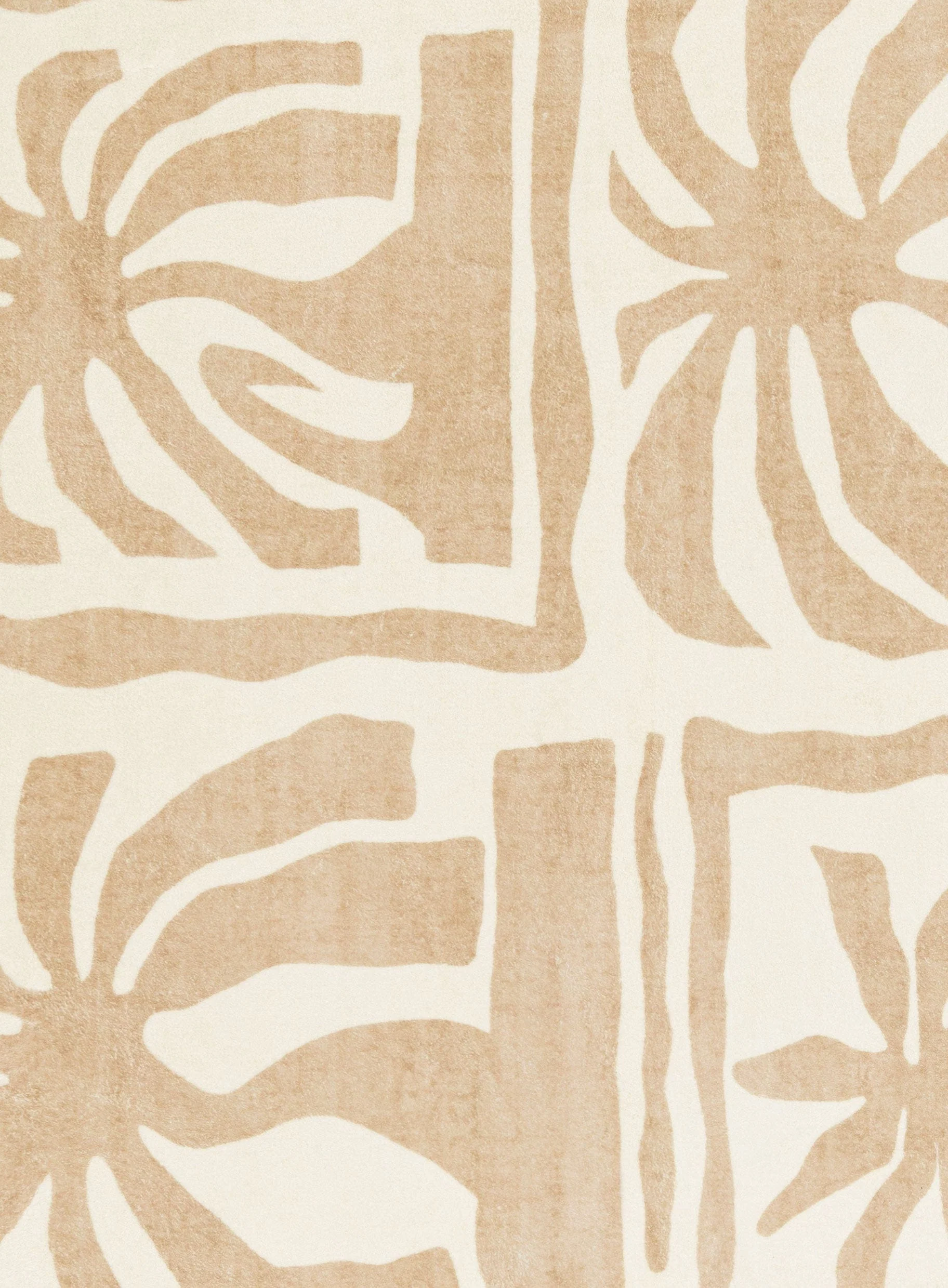 Edna Beige Cream Waves and Palms Washable Rug - Image 16