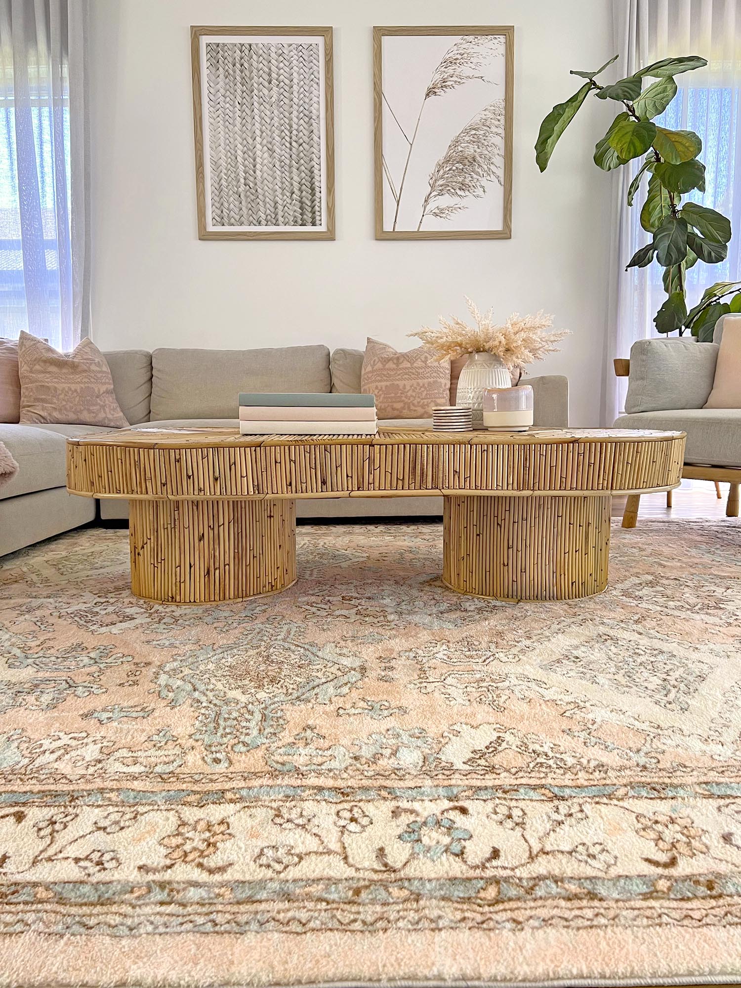 Edwina Peach and Blue Distressed Washable Rug - Image 7